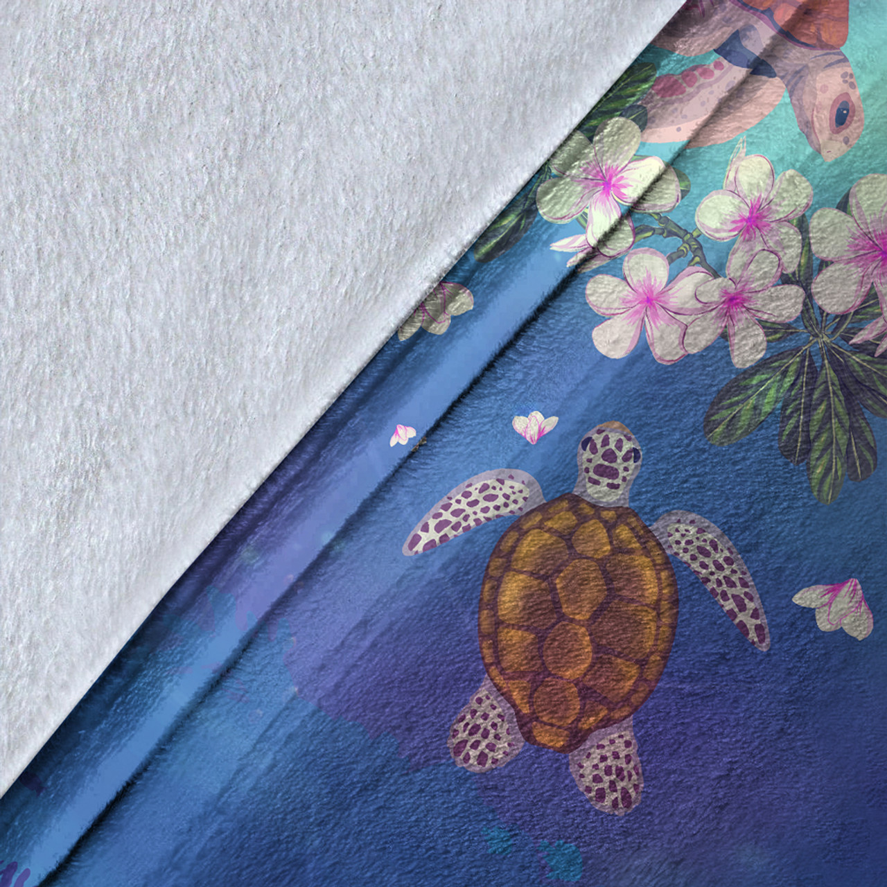 Hawaii Premium Blanket Turtle Plumeria Ocean