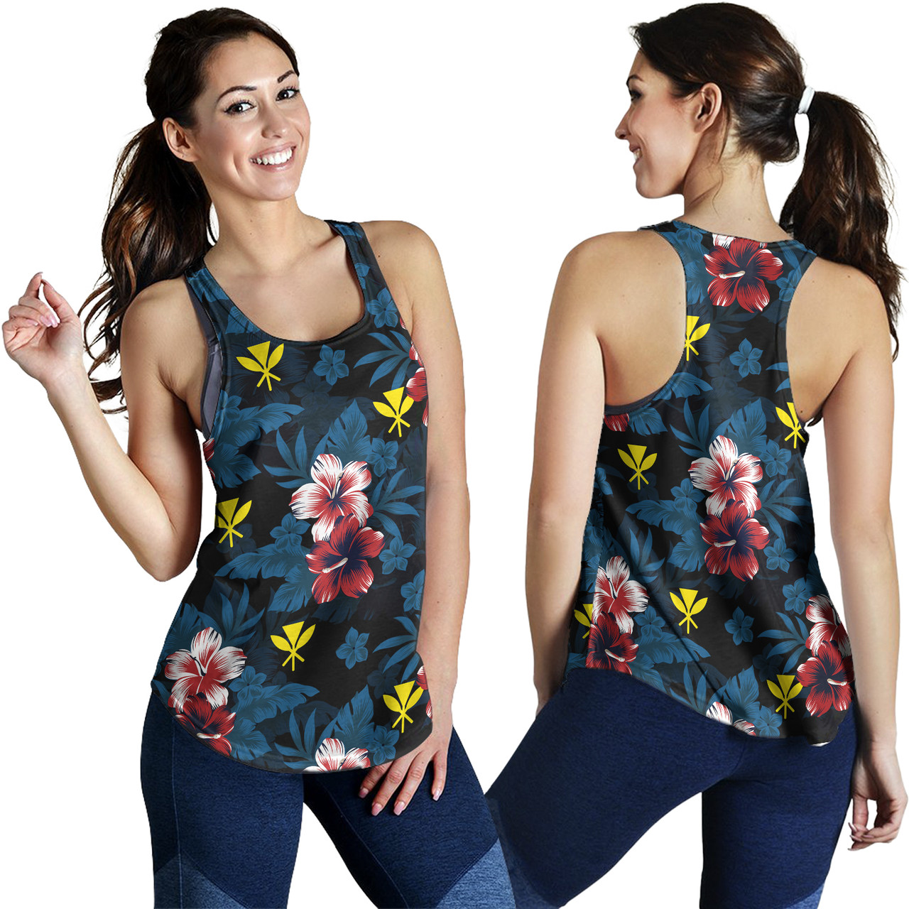 Hawaii Women Tank Kanaka Islands Pattern Floral