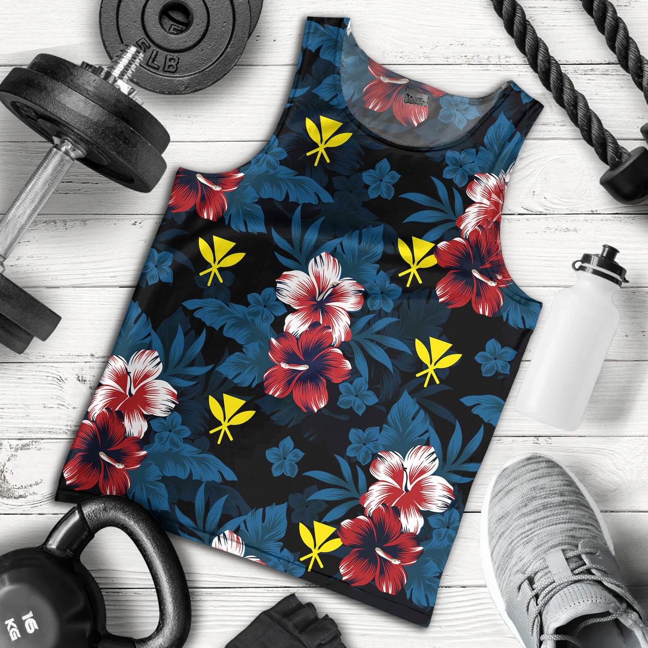 Hawaii Tank Top Kanaka Islands Pattern Floral