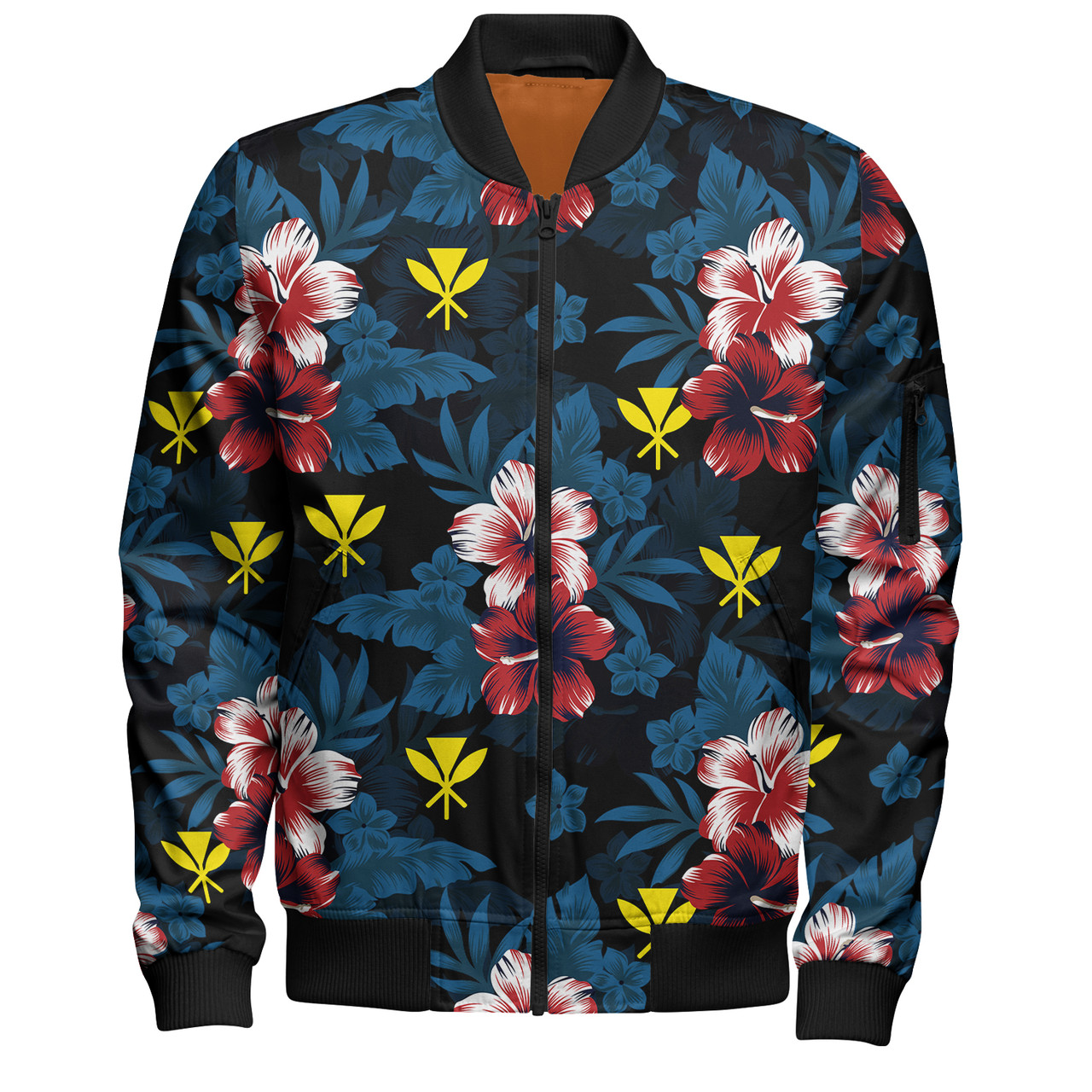 Hawaii Bomber Jacket Kanaka Islands Pattern Floral