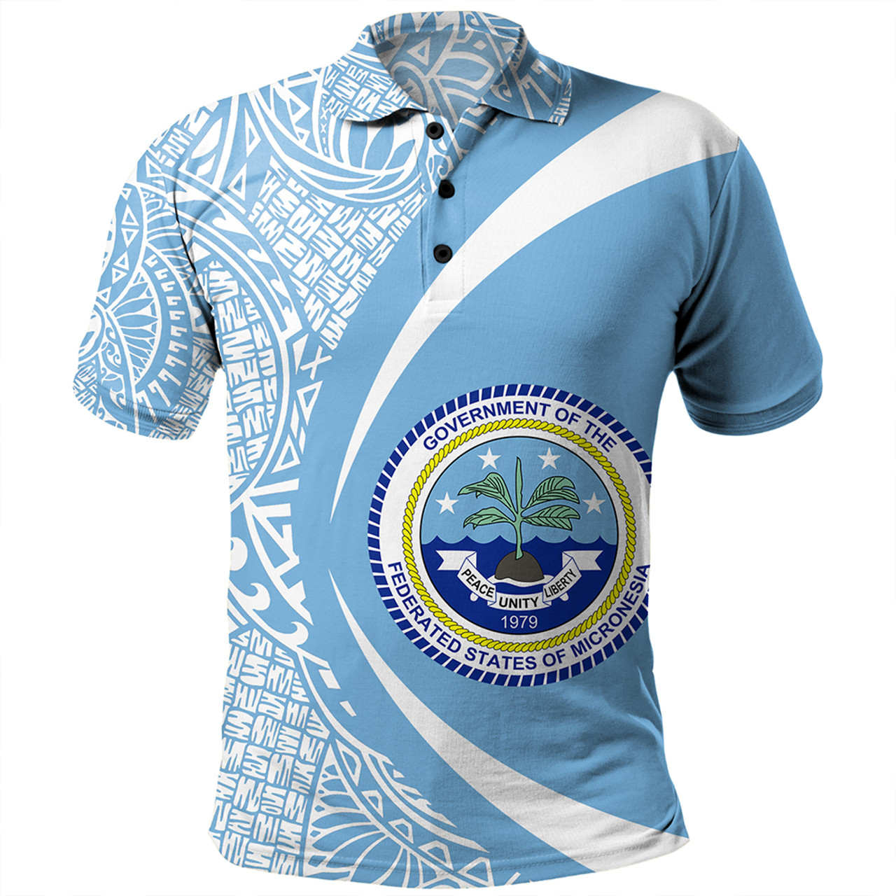 Federated States of Micronesia Polo Shirt Coat Of Arm Lauhala Circle