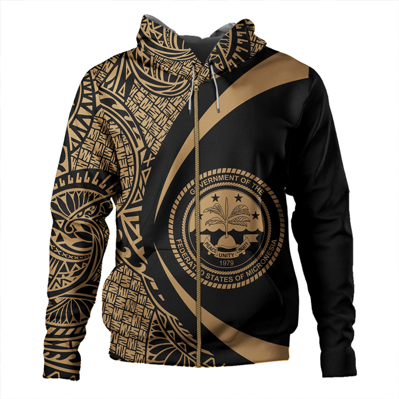 Federated States of Micronesia Hoodie Coat Of Arm Lauhala Gold Circle