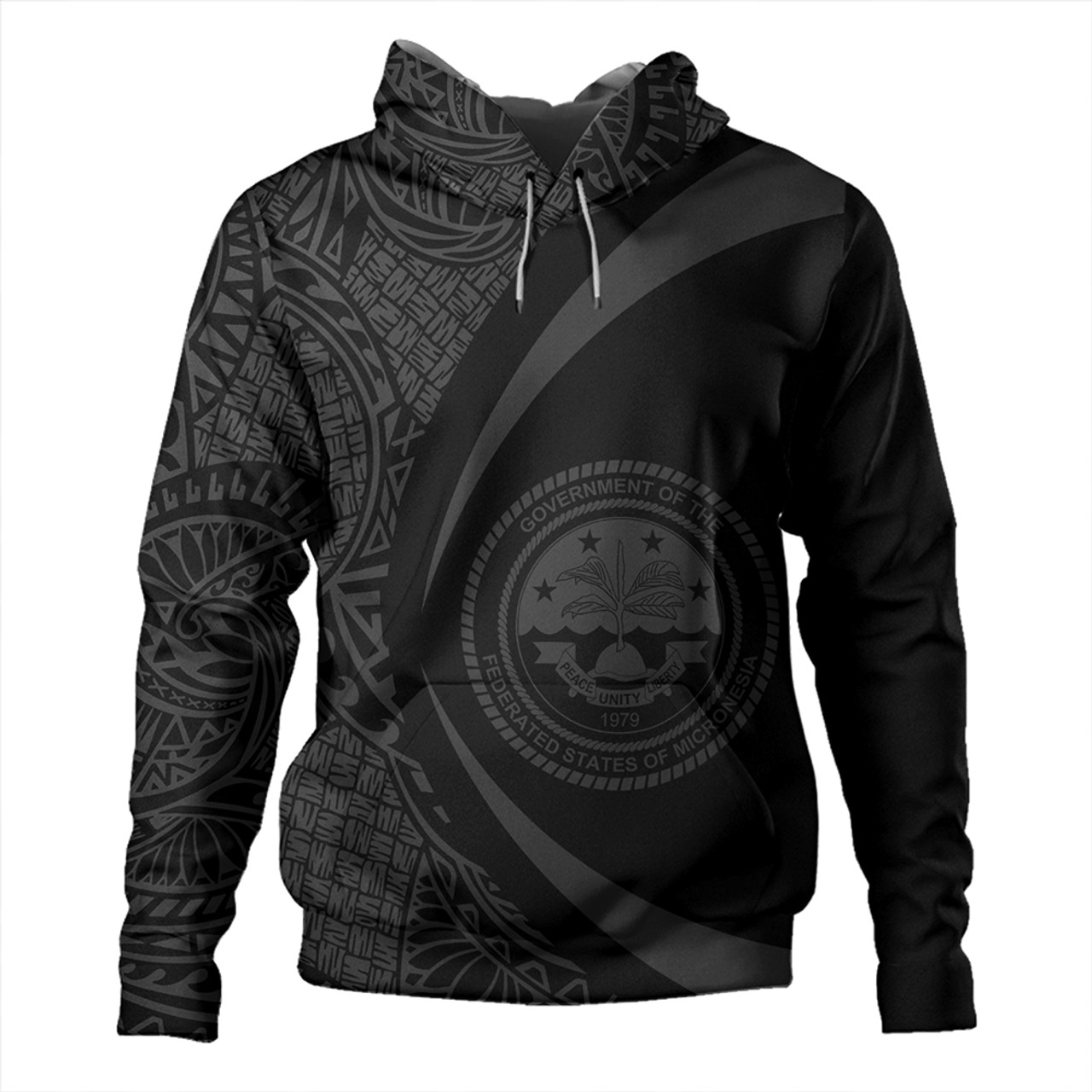 Federated States of Micronesia Hoodie Coat Of Arm Lauhala Gray Circle