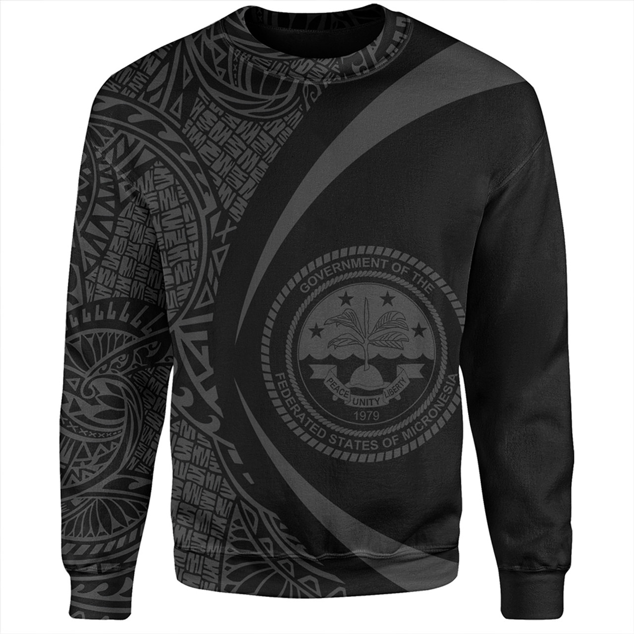 Federated States of Micronesia Sweatshirt Coat Of Arm Lauhala Gray Circle