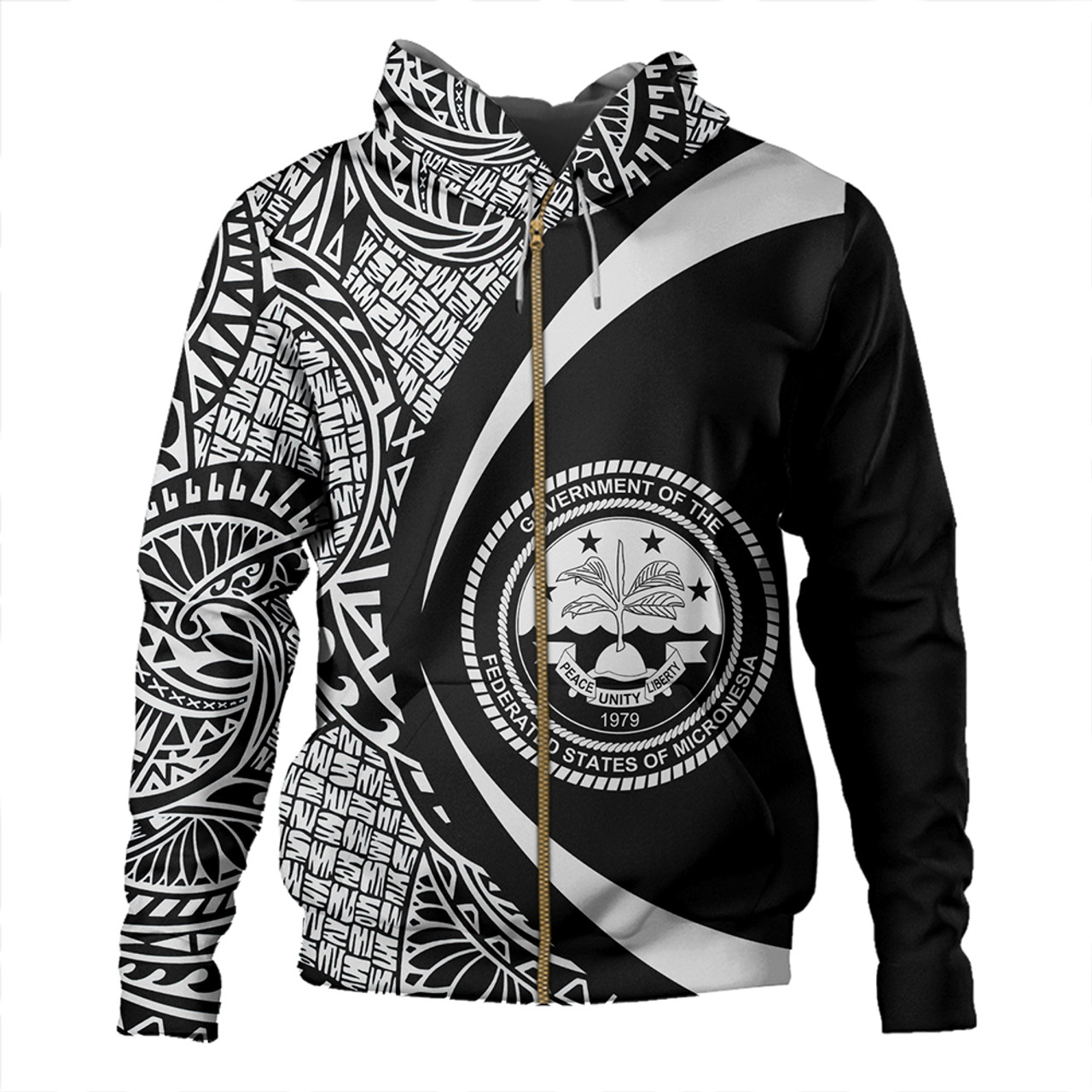 Federated States of Micronesia Hoodie Coat Of Arm Lauhala White Circle