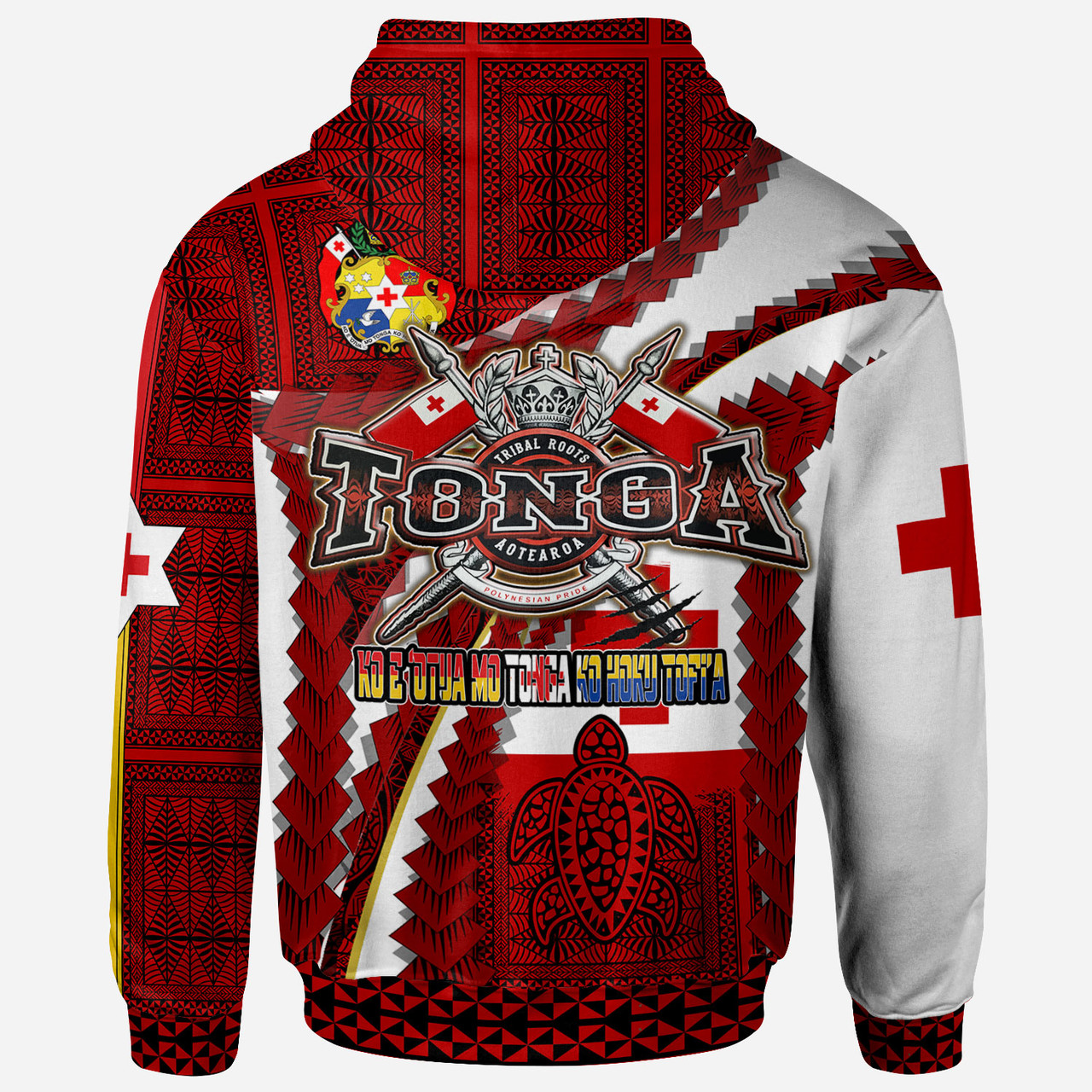 Tonga Aotearoa Tribal Roots Hoodie - Custom Tonga Polynesian Pride With Coat Of Arms And Tonga Map Kupesi Hoodie