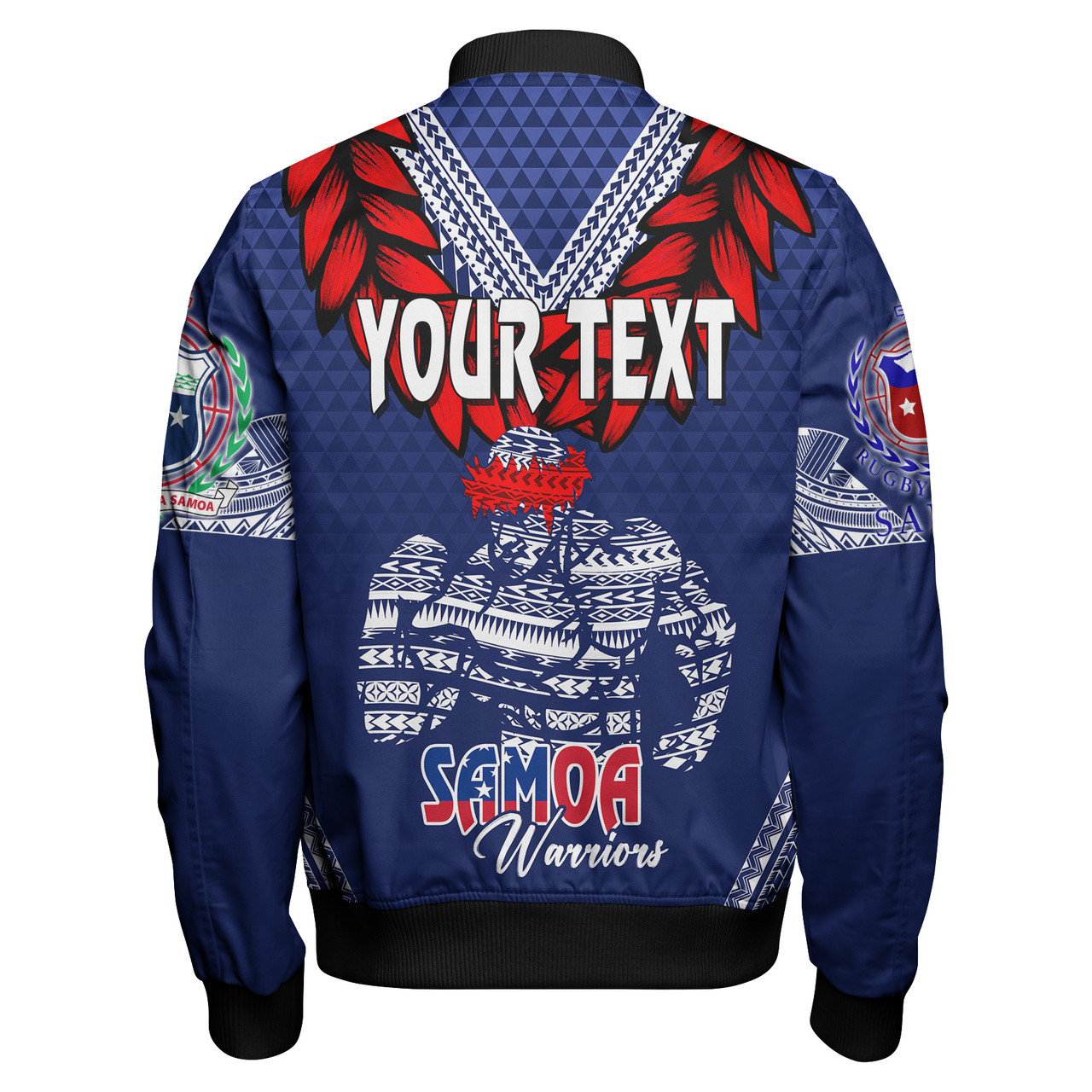 Personalised Toa Samoa Bomber Jacket Ulafala Style Samoa Warriors