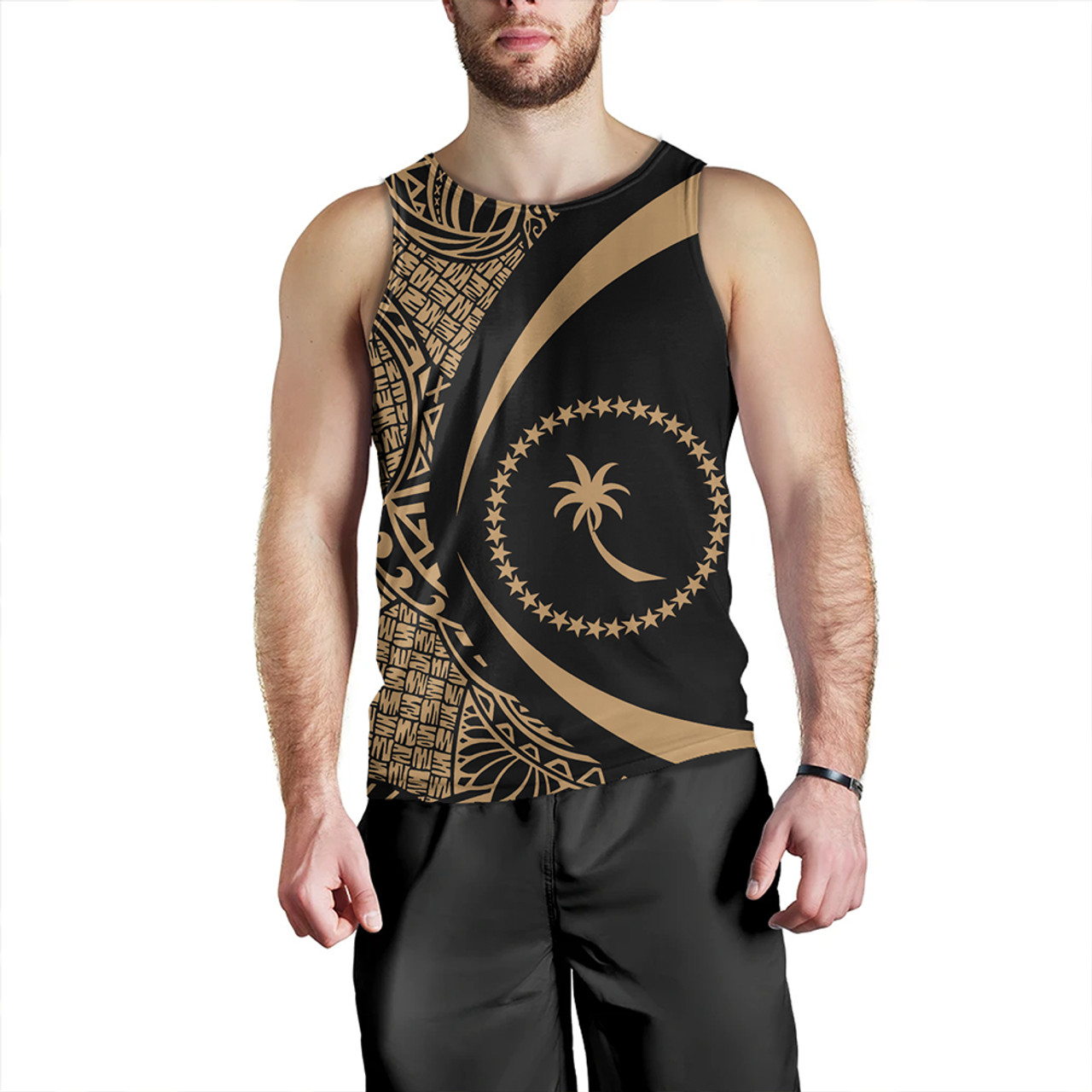 Chuuk Tank Top Coat Of Arm Lauhala Gold Circle