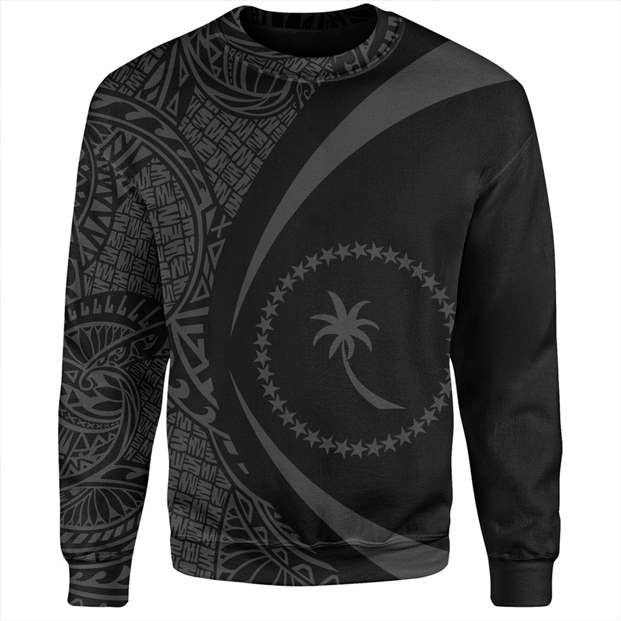 Chuuk Sweatshirt Coat Of Arm Lauhala Gray Circle