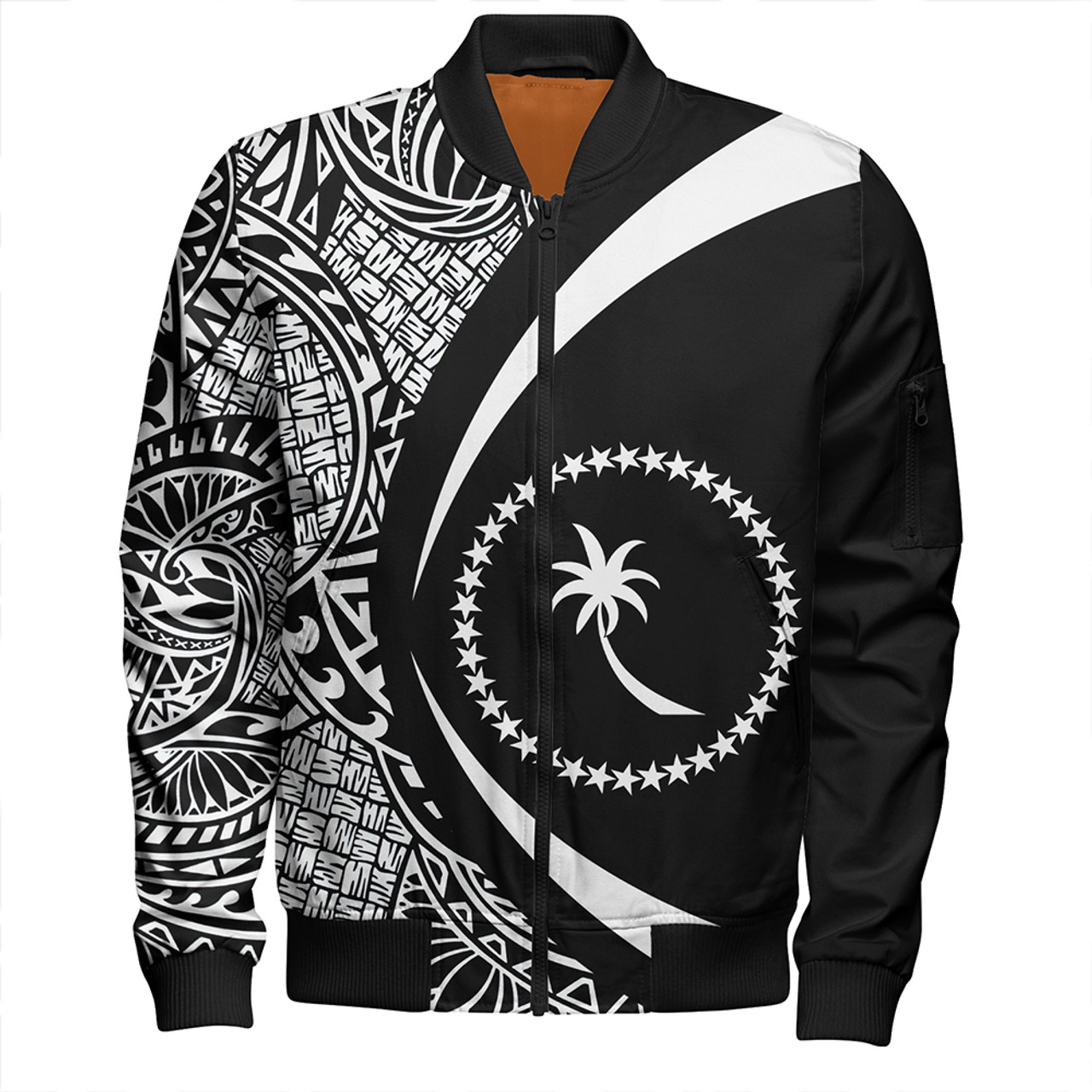 Chuuk Bomber Jacket Coat Of Arm Lauhala White Circle