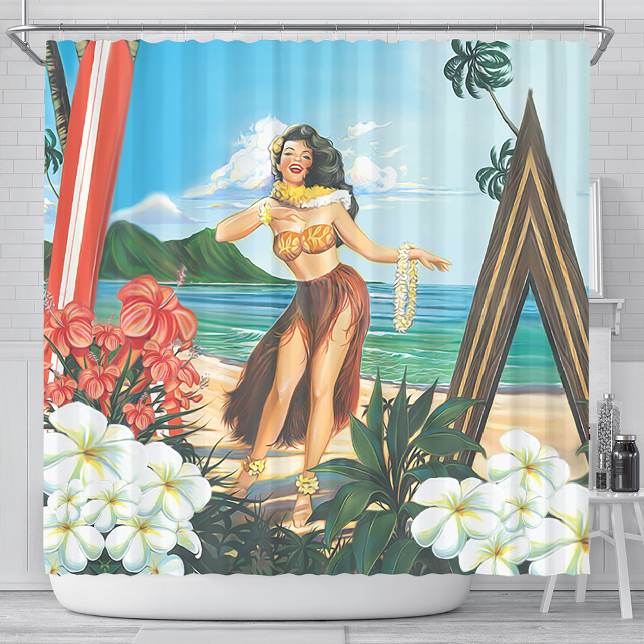 Hawaii Shower Curtain Aloha Hula Dance