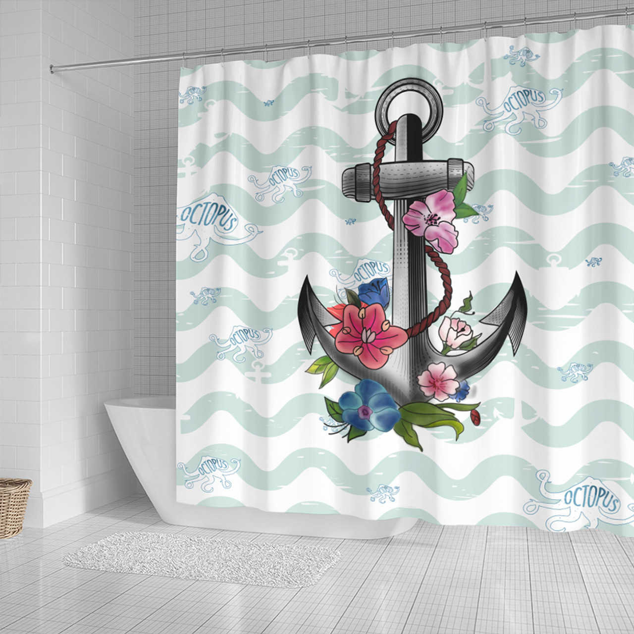 Hawaii Shower Curtain Anchor Hibiscus