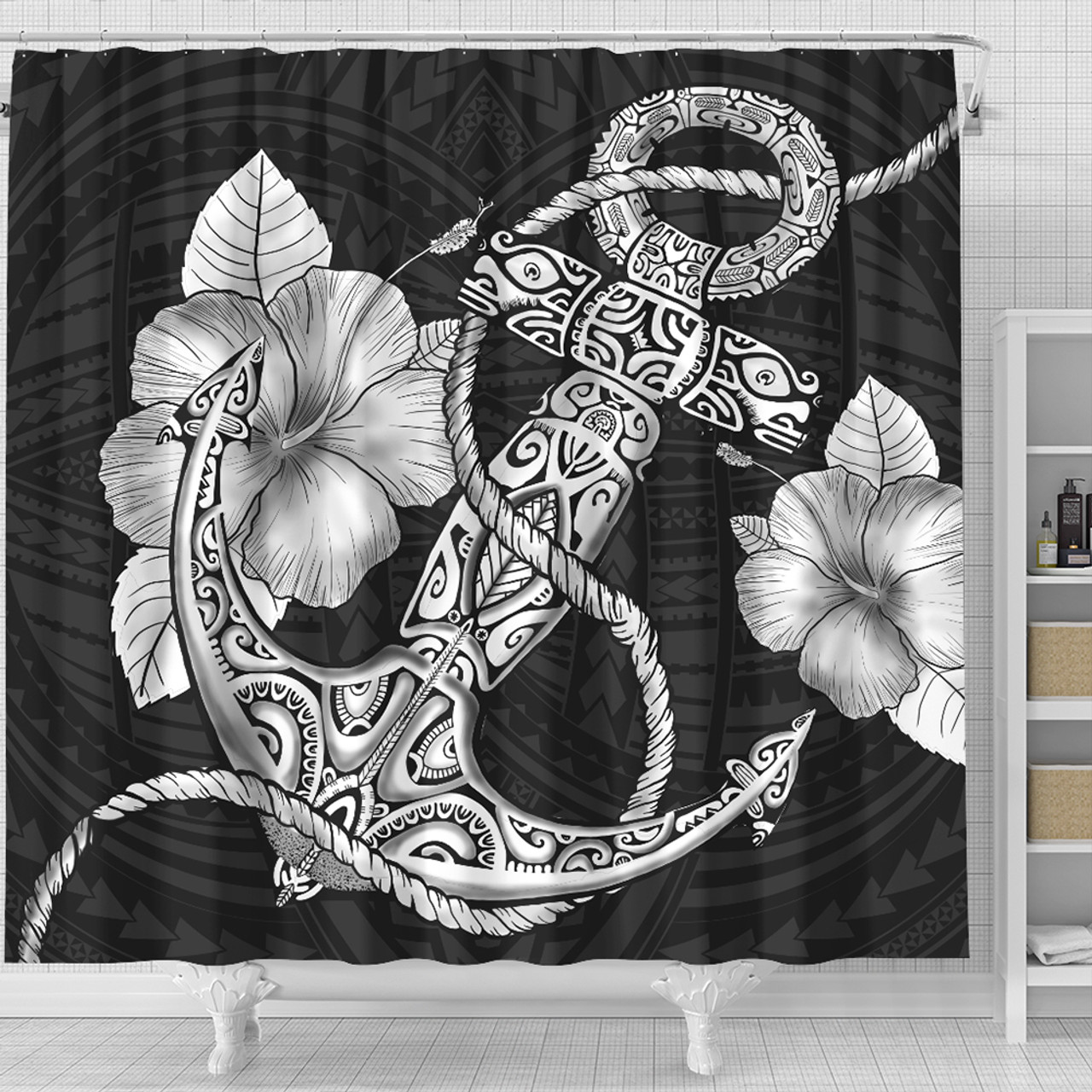 Hawaii Shower Curtain Anchor Poly Tribal