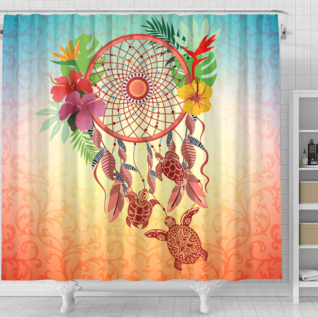 Hawaii Shower Curtain Flower Dreamcatcher