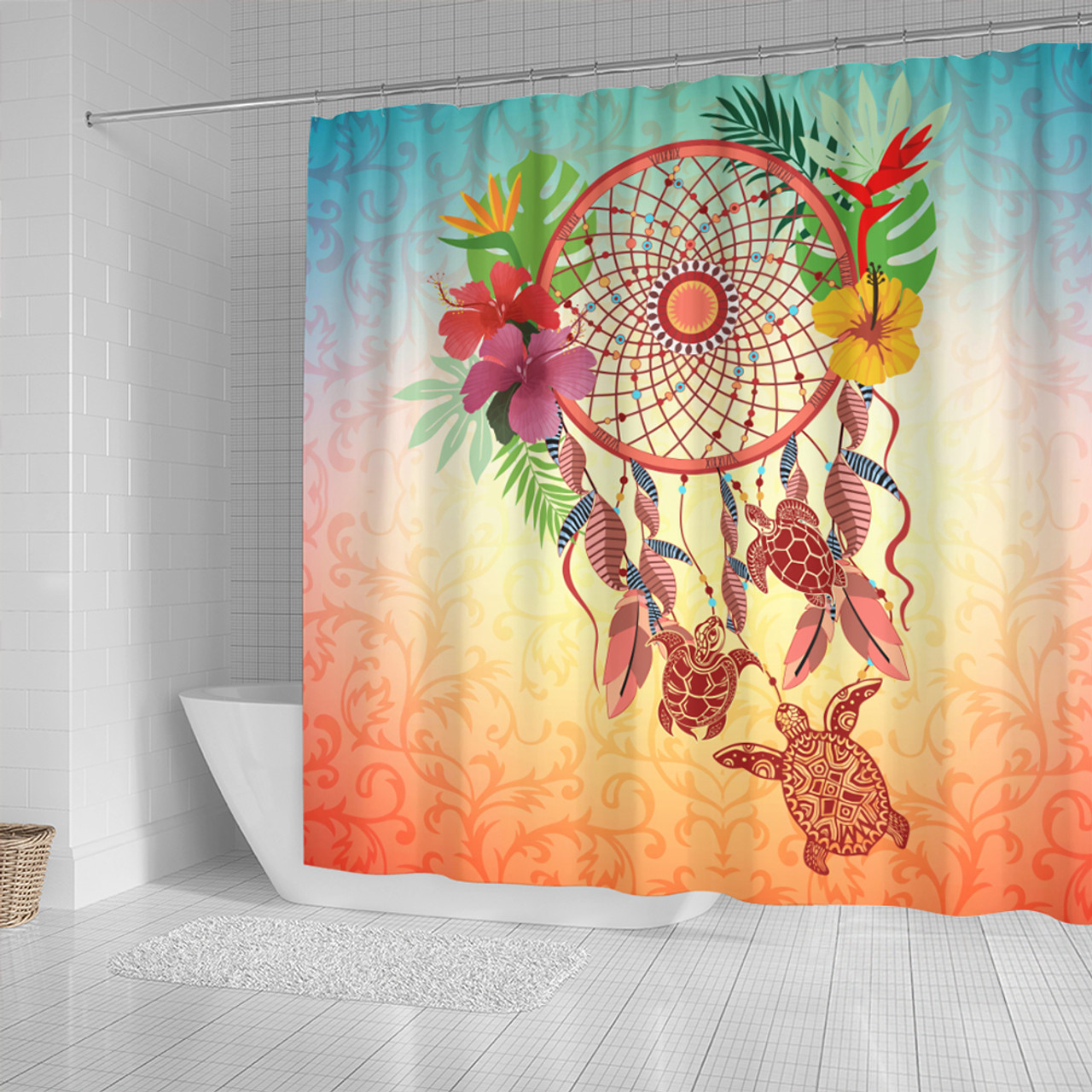 Hawaii Shower Curtain Flower Dreamcatcher