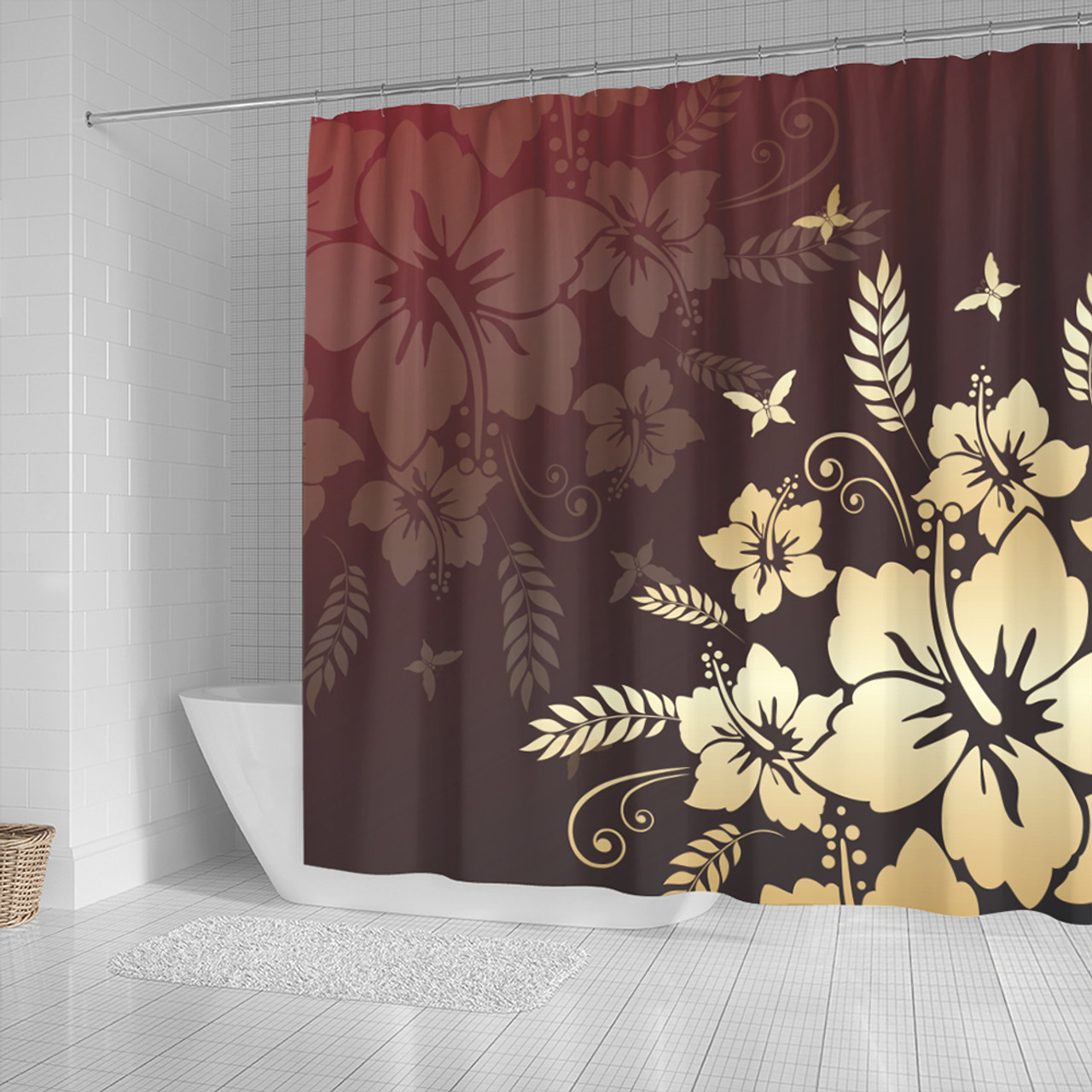 Hawaii Shower Curtain Hibiscus Golden Royal