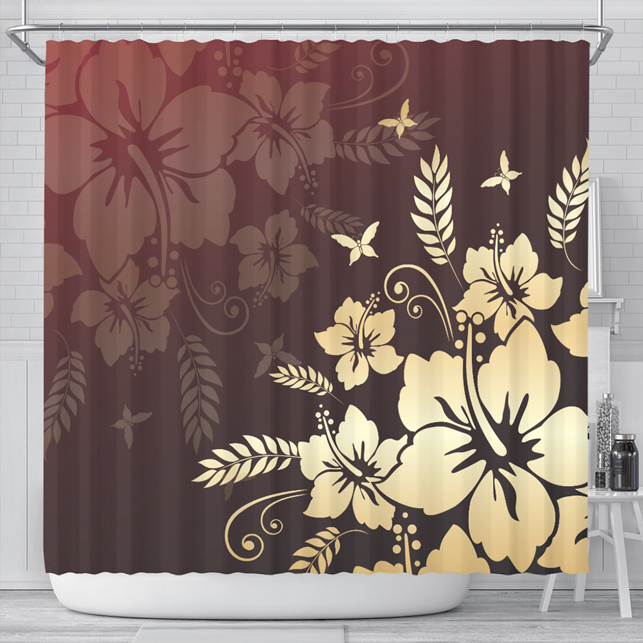 Hawaii Shower Curtain Hibiscus Golden Royal