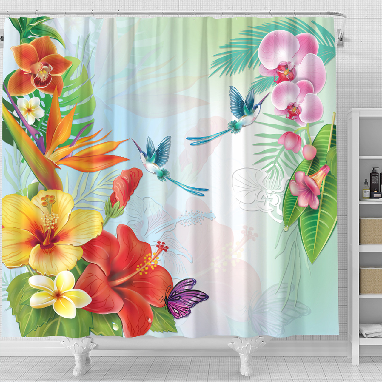 Hawaii Shower Curtain Hibiscus In Jung