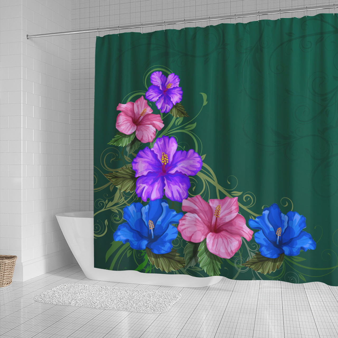 Hawaii Shower Curtain Hibiscus More Colorful