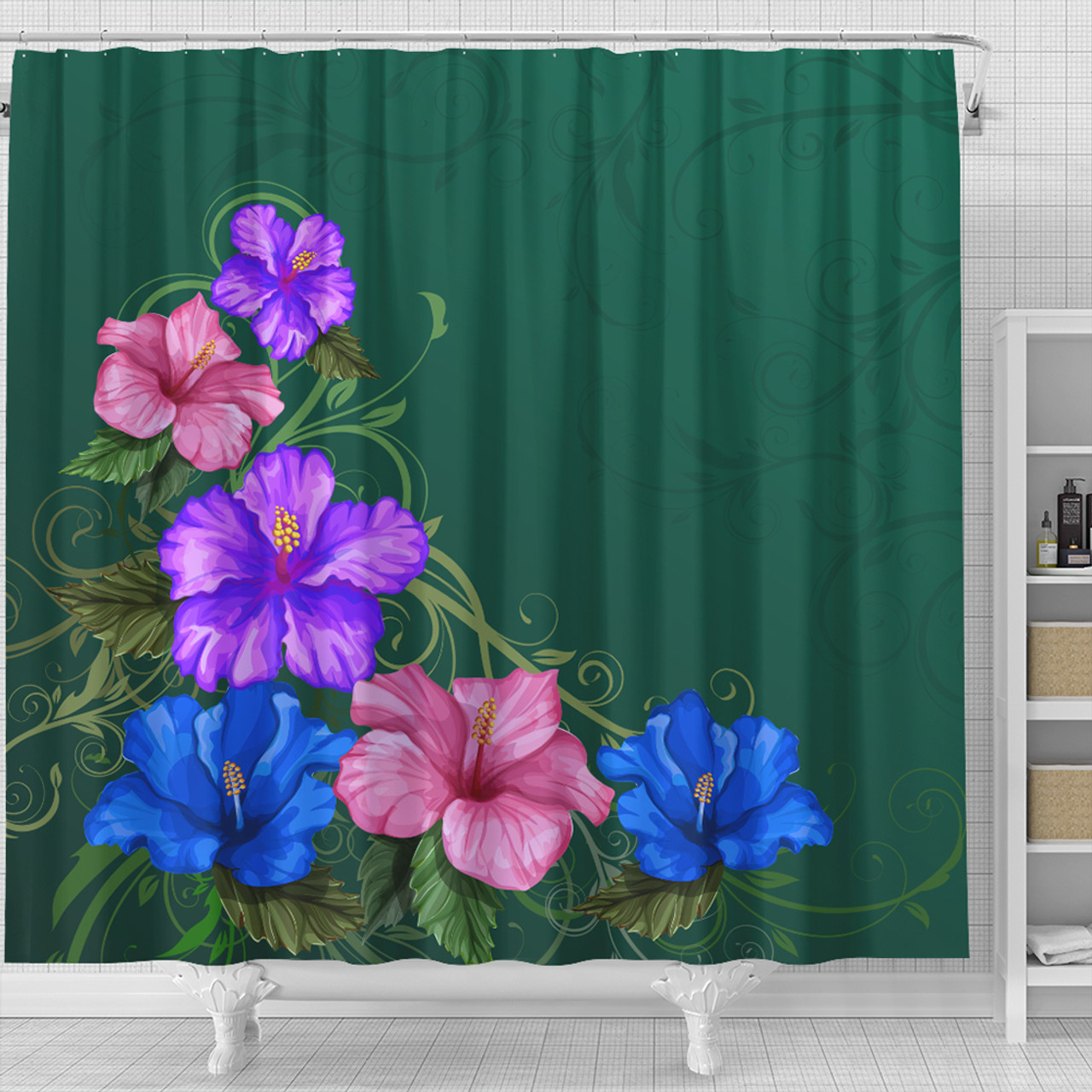 Hawaii Shower Curtain Hibiscus More Colorful