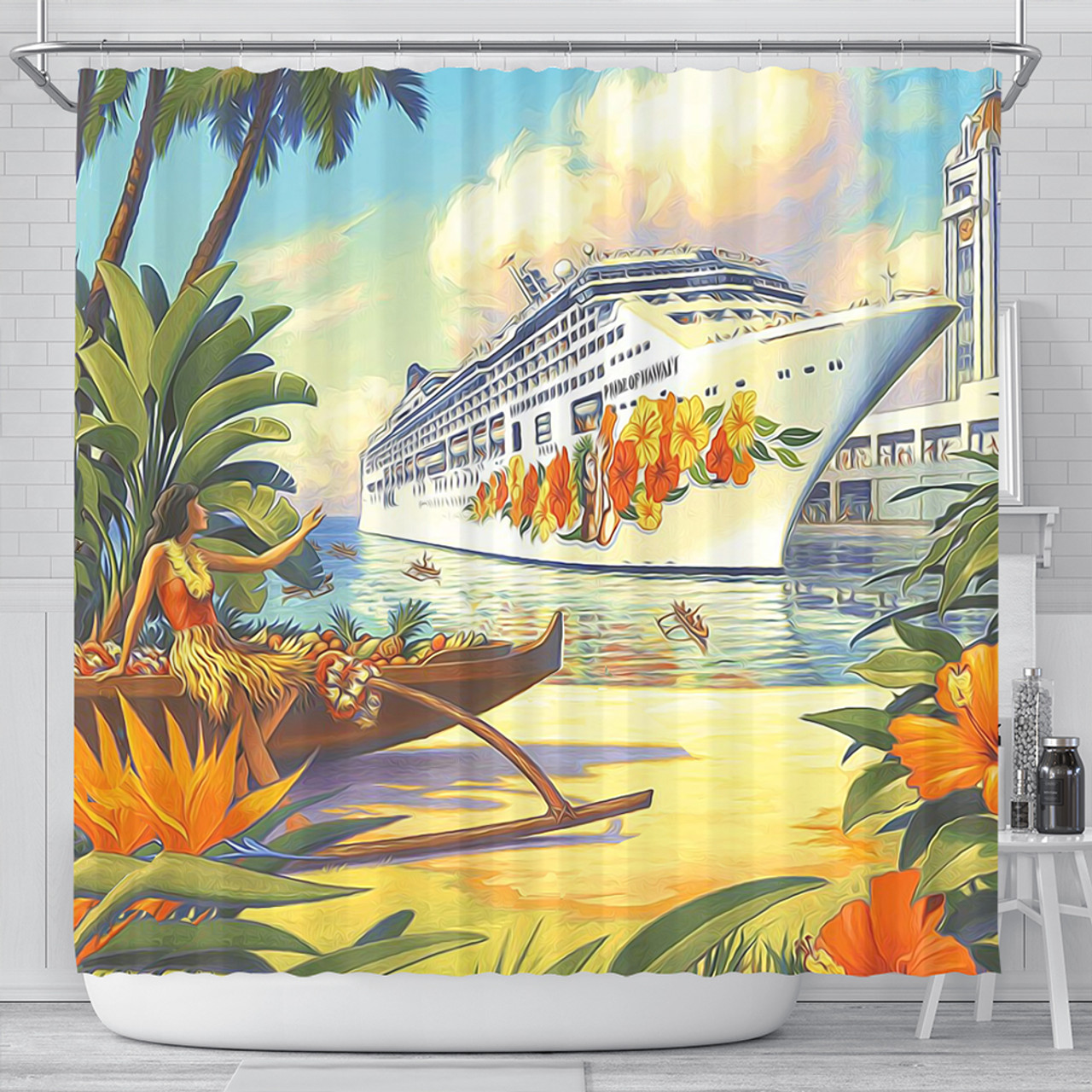 Hawaii Shower Curtain Mordern City