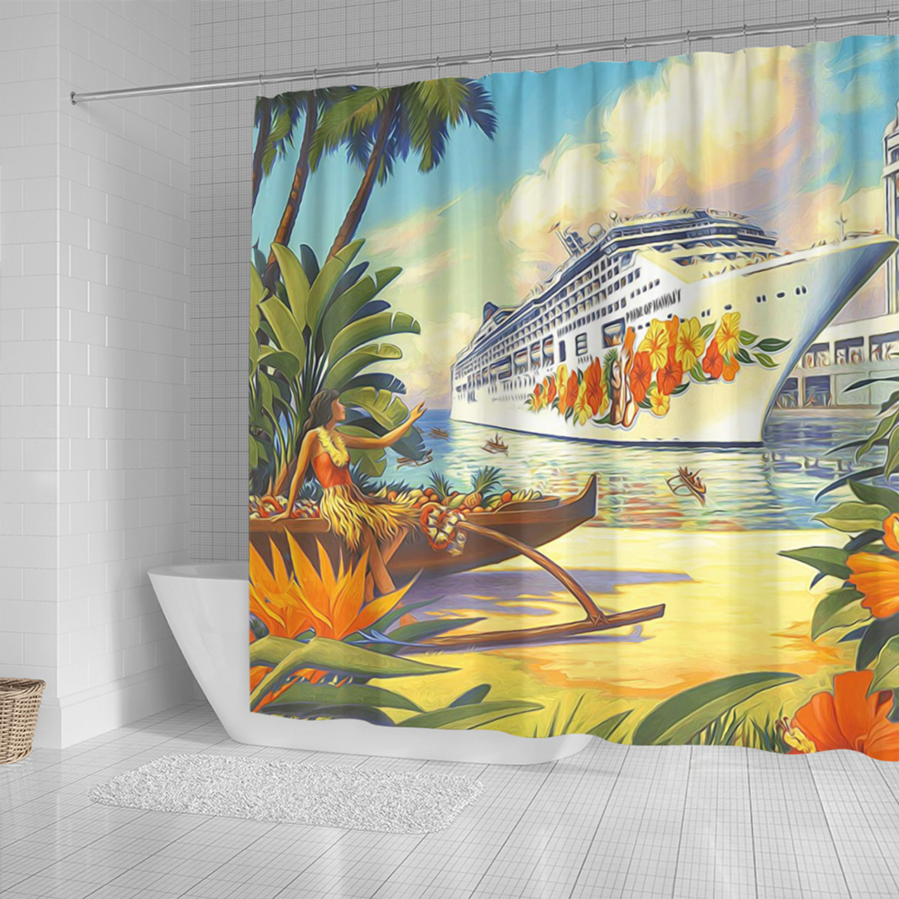 Hawaii Shower Curtain Mordern City