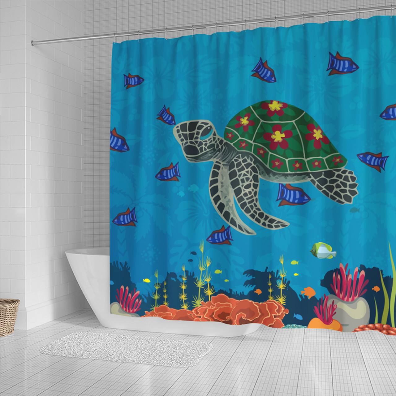 Hawaii Shower Curtain Sea Cartoon