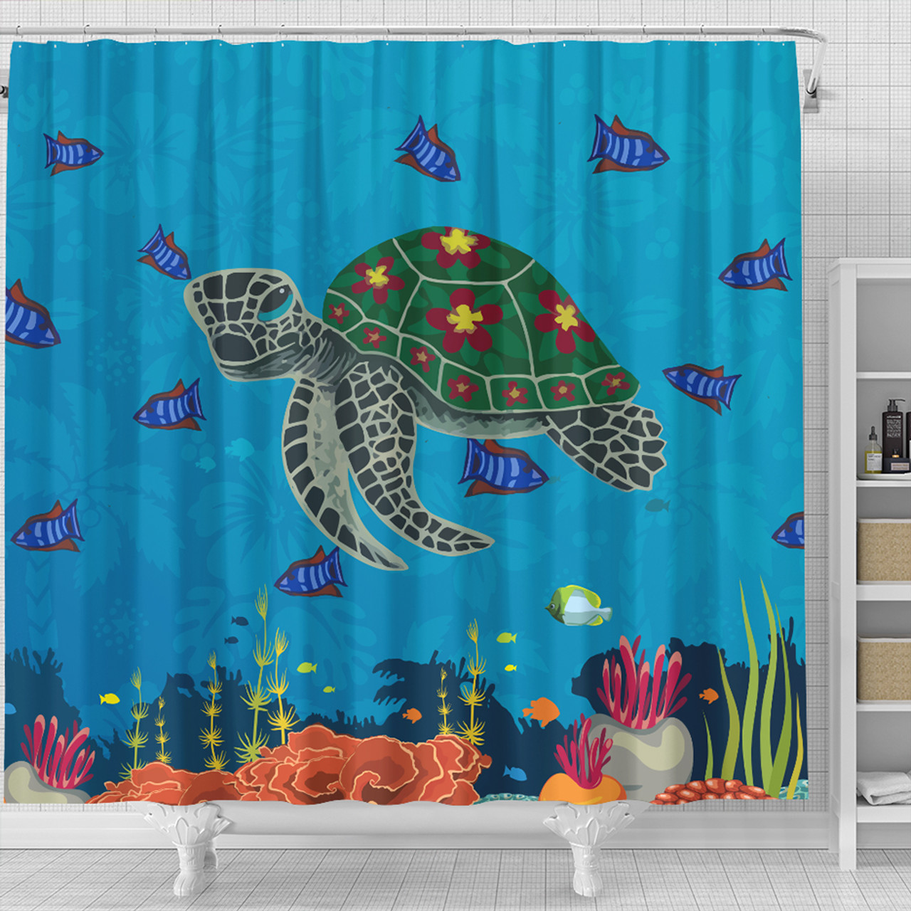 Hawaii Shower Curtain Sea Cartoon