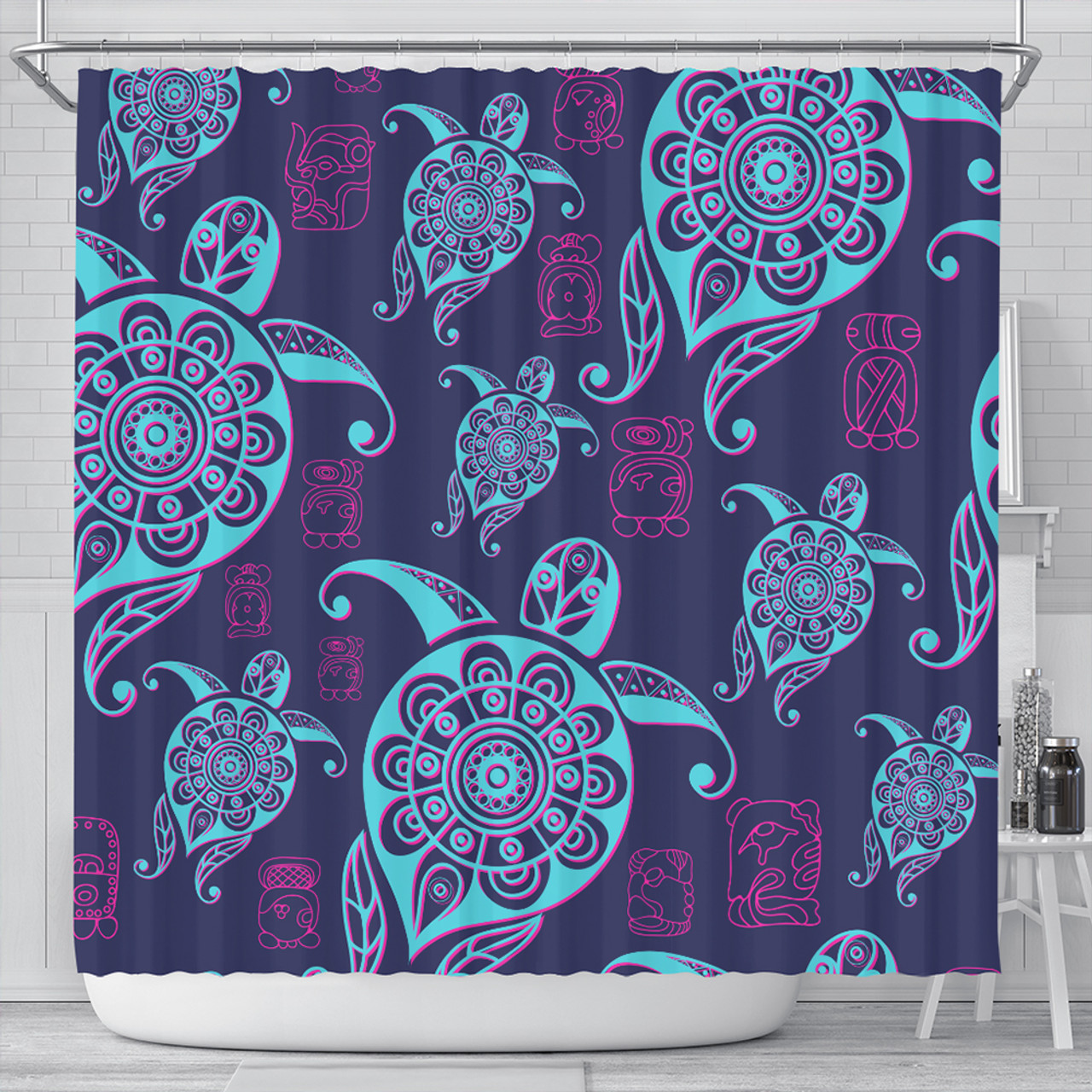 Hawaii Shower Curtain Turtle Neon