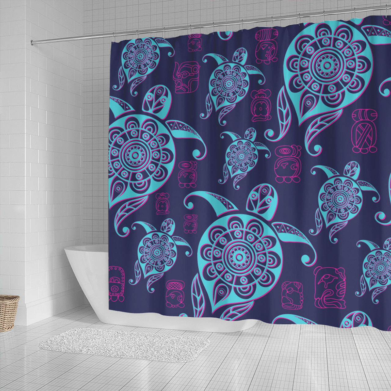 Hawaii Shower Curtain Turtle Neon