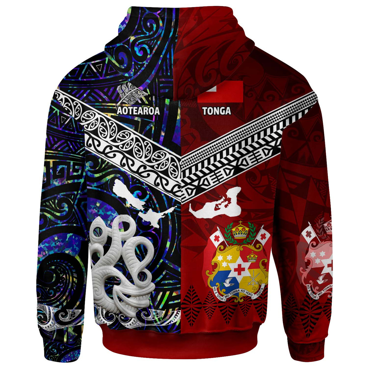 Tonga Polynesian Hoodie - Tonga And Aotearoa Polynesian Coat Of Arms Hoodie