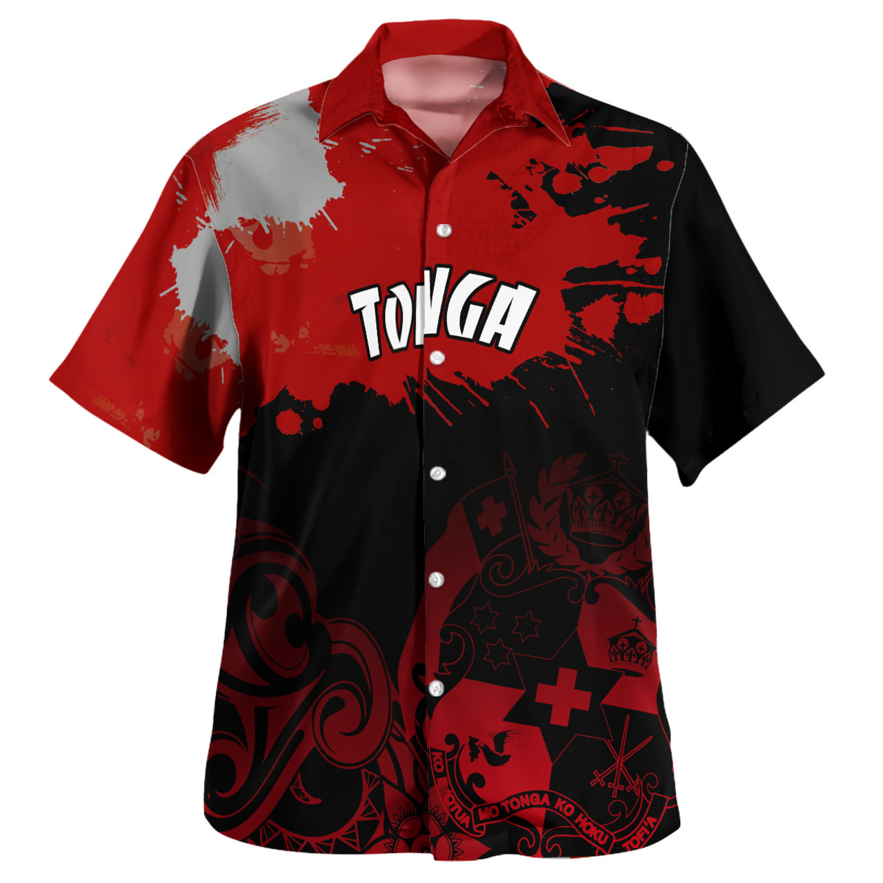 Tonga Polynesian Hawaiian Shirt - Tonga Pride Coat Of Arms