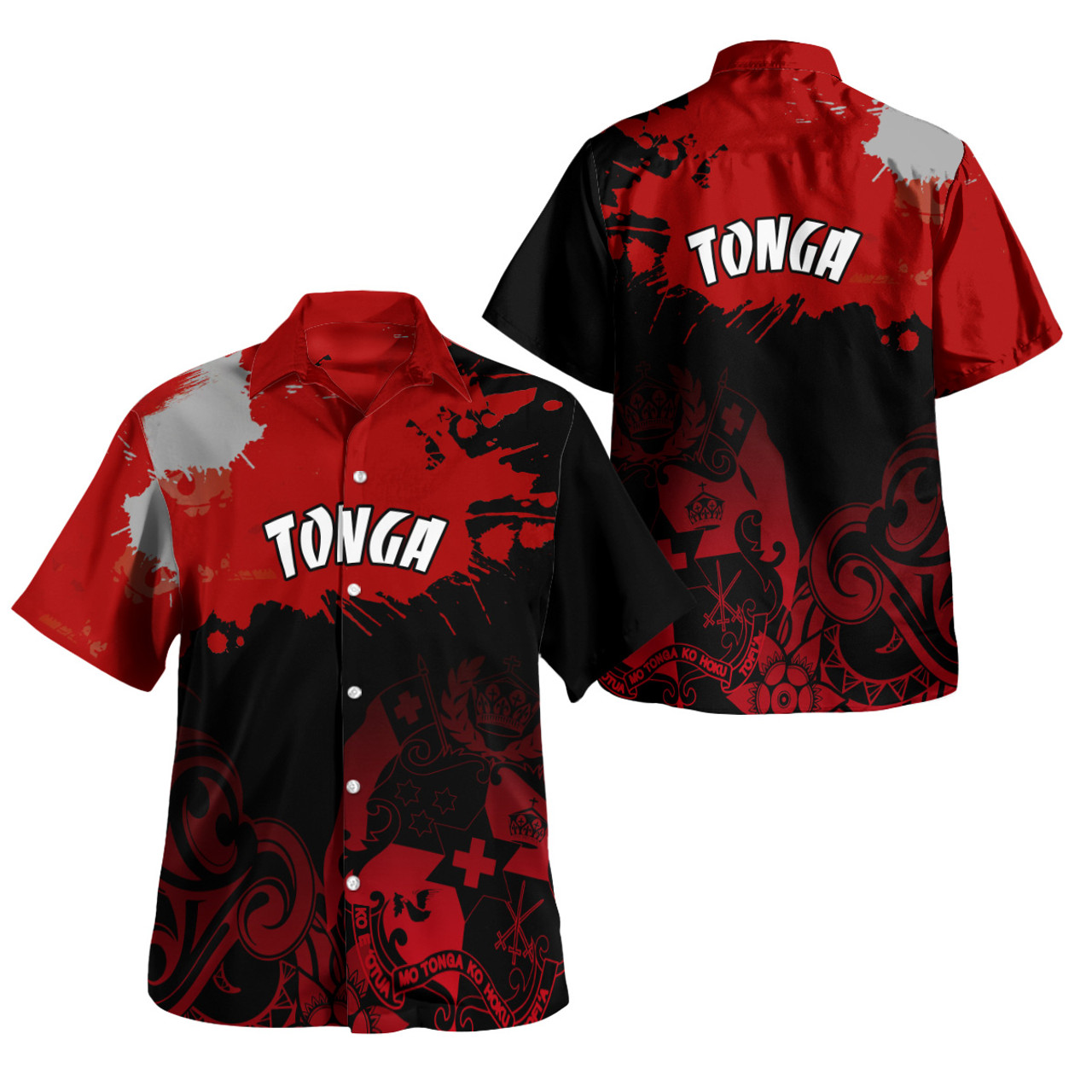 Tonga Polynesian Hawaiian Shirt - Tonga Pride Coat Of Arms