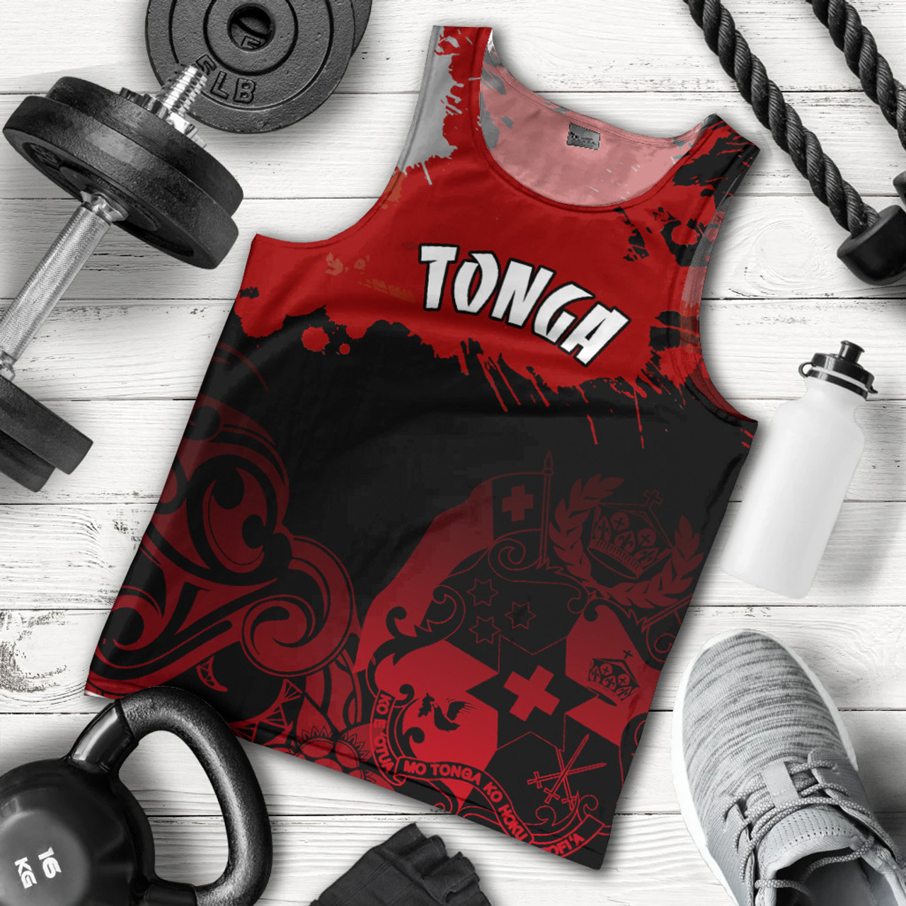 Tonga Polynesian Men Tank Top - Tonga Pride Coat Of Arms