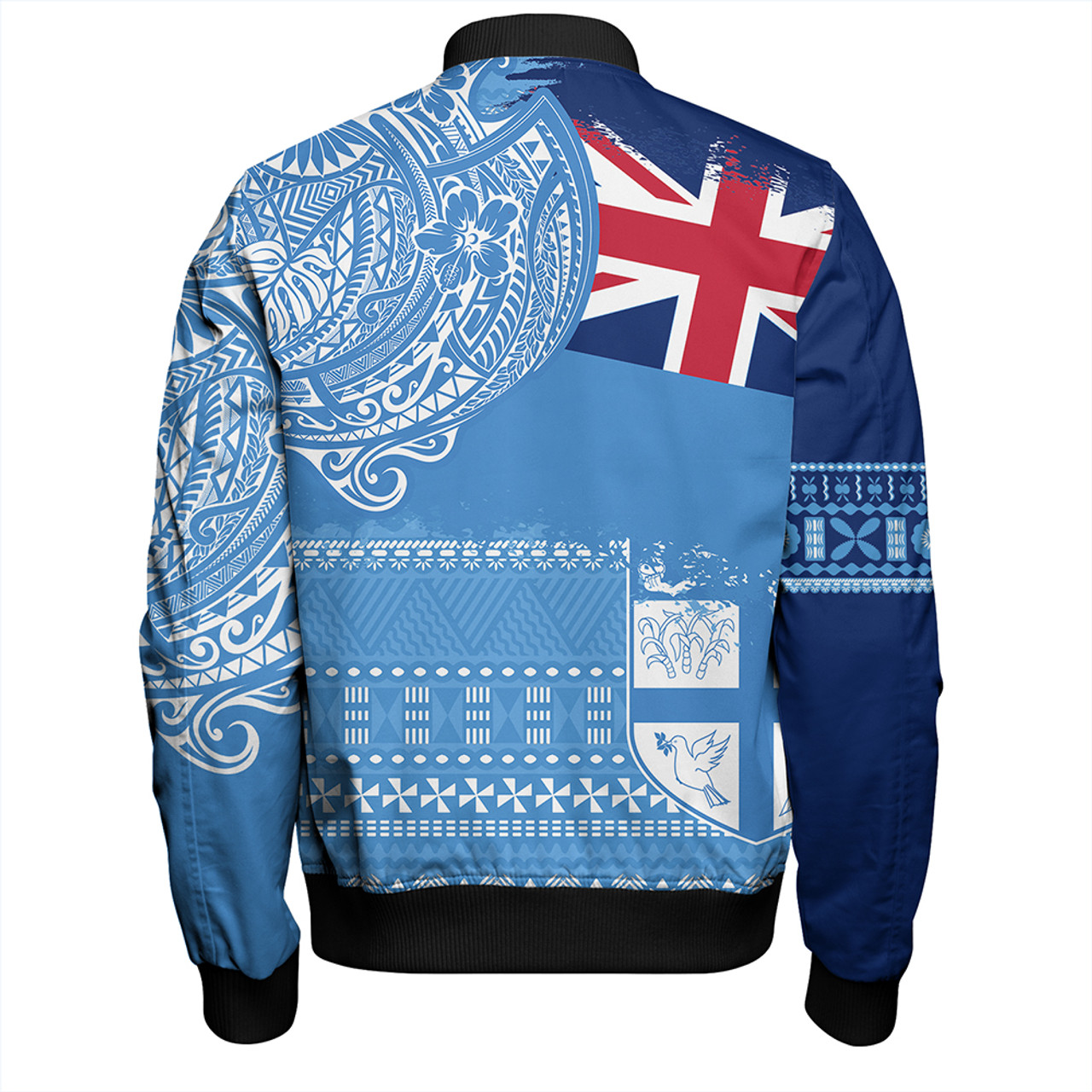 Fiji Bomber Jacket Polynesian Flag With Coat Of Arms