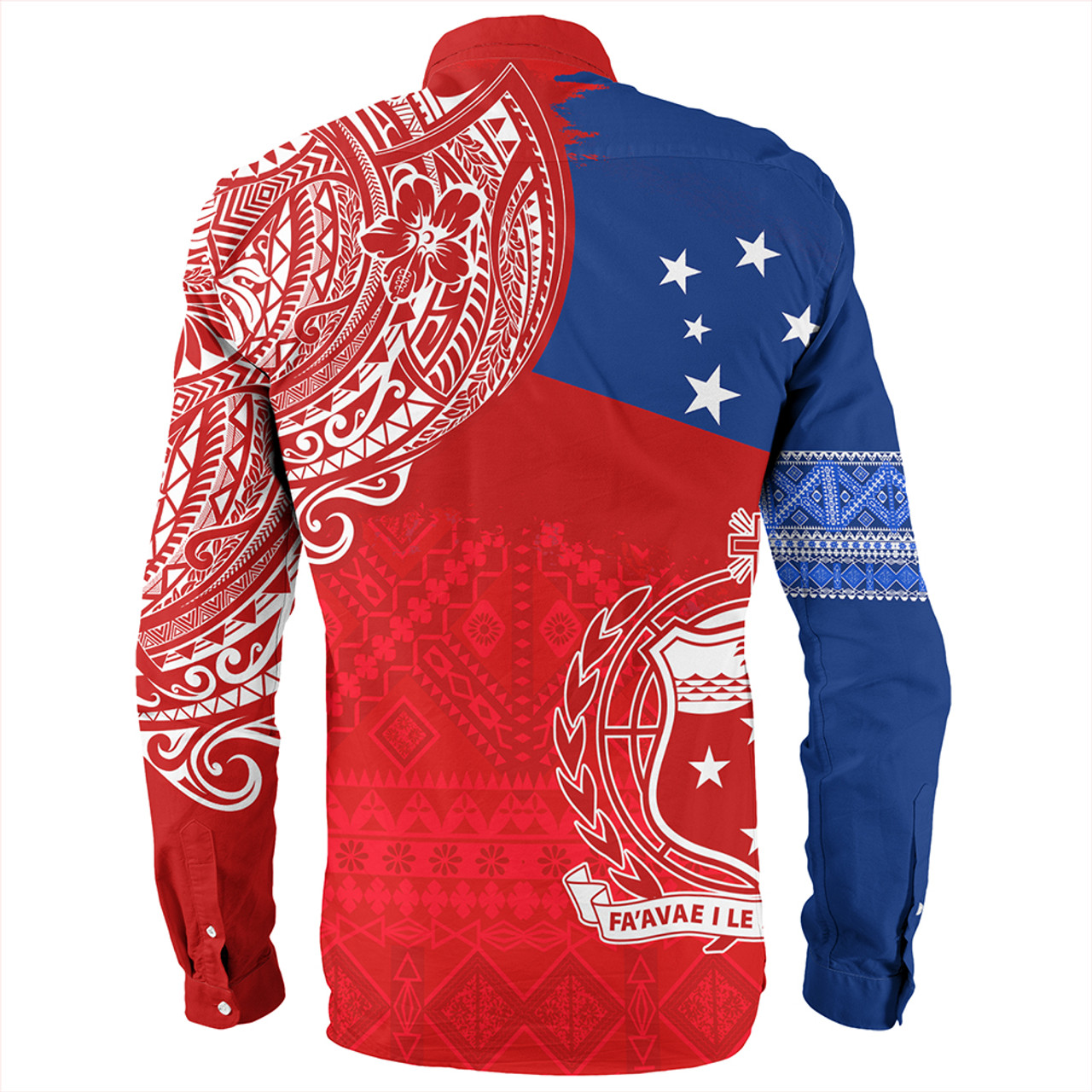 Samoa Long Sleeve Shirt Polynesian Flag With Coat Of Arms