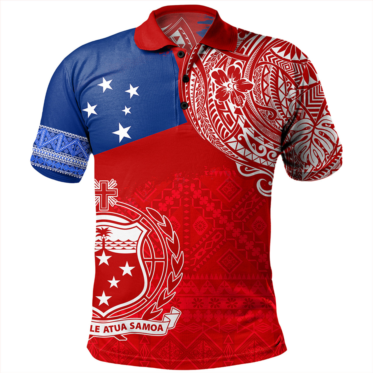 Samoa Polo Shirt Polynesian Flag With Coat Of Arms