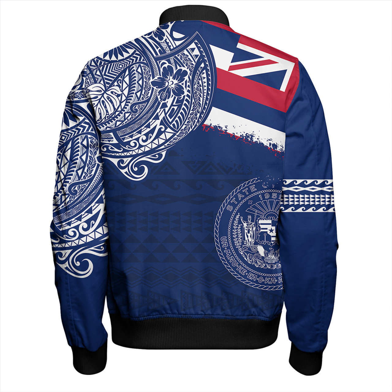 Hawaii Bomber Jacket Polynesian Flag With Coat Of Arms