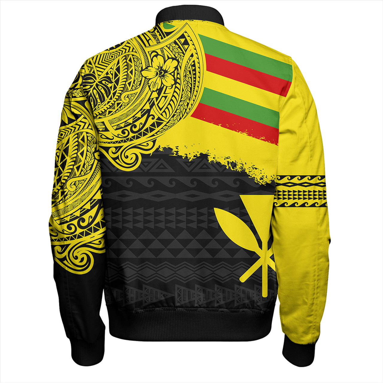 Kanaka Maoli Bomber Jacket Polynesian Flag With Coat Of Arms