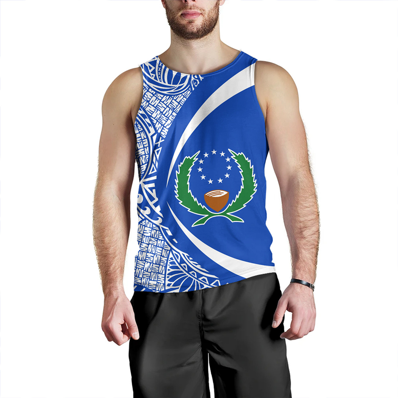 Pohnpei Tank Top Coat Of Arm Lauhala Circle