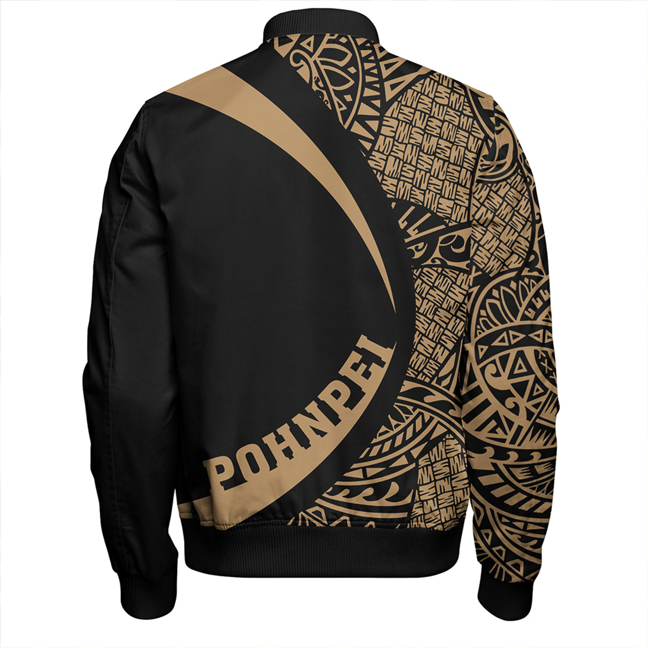 Pohnpei Bomber Jacket Coat Of Arm Lauhala Gold Circle