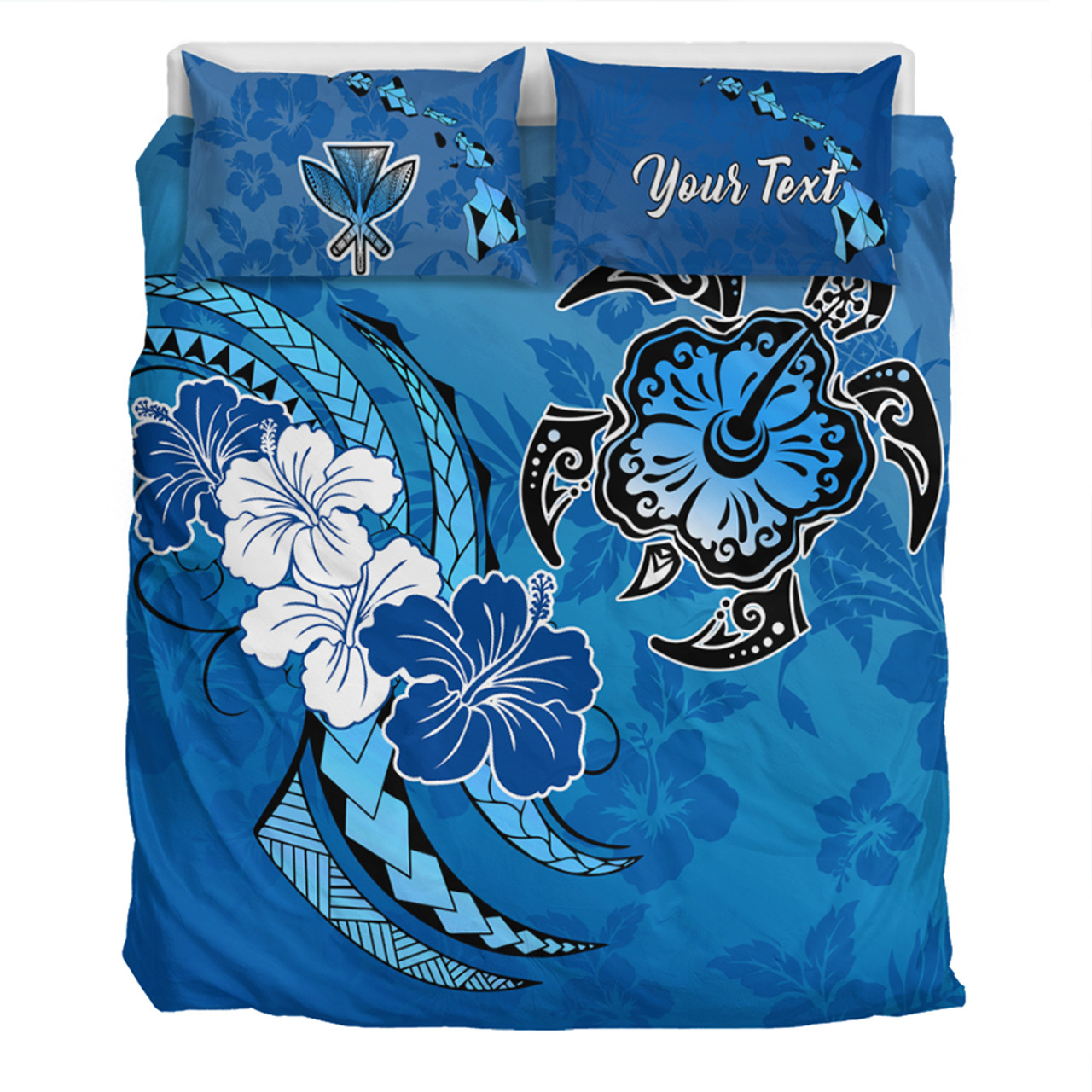 Hawaii Bedding Set Custom Hibiscus Flower And Sea Turtle Polynesian