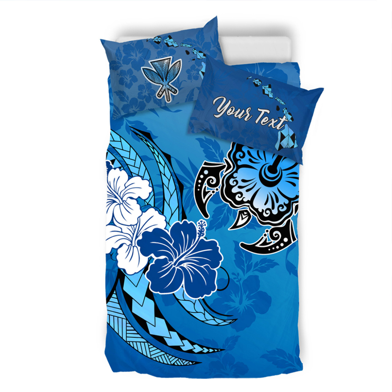 Hawaii Bedding Set Custom Hibiscus Flower And Sea Turtle Polynesian