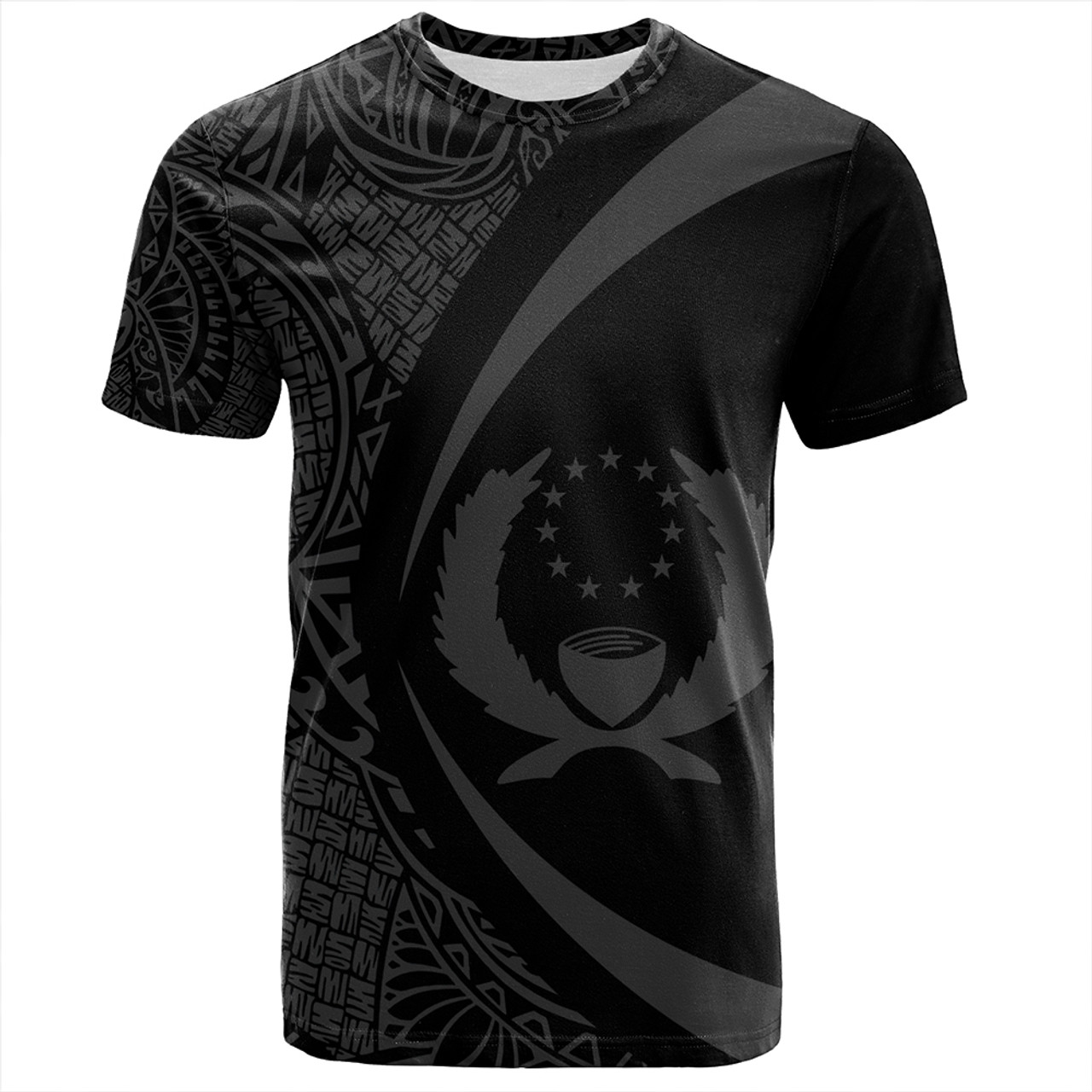 Pohnpei T-Shirt Coat Of Arm Lauhala Gray Circle
