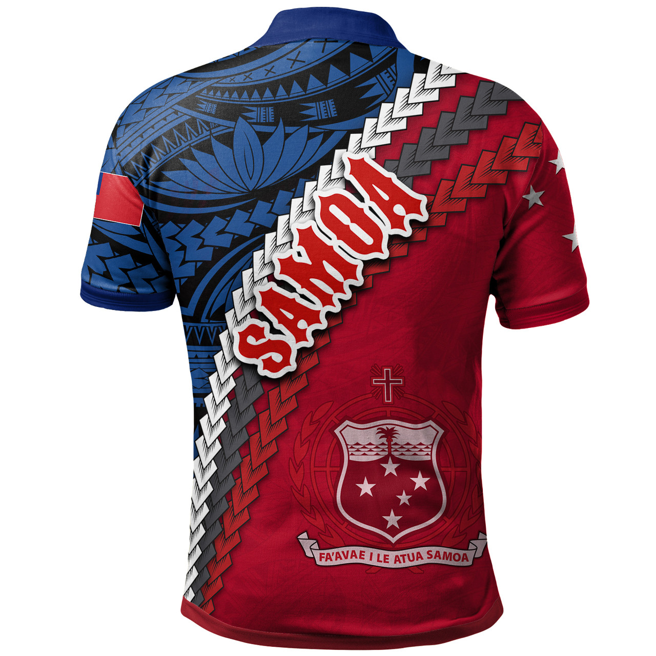 Samoa Polo Shirt - Samoa Coat Of Arms With Polynesian Tribal Flag Style