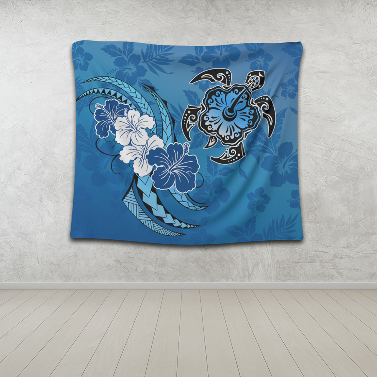 Hawaii Tapestry Hibiscus Flower And Sea Turtle Polynesian