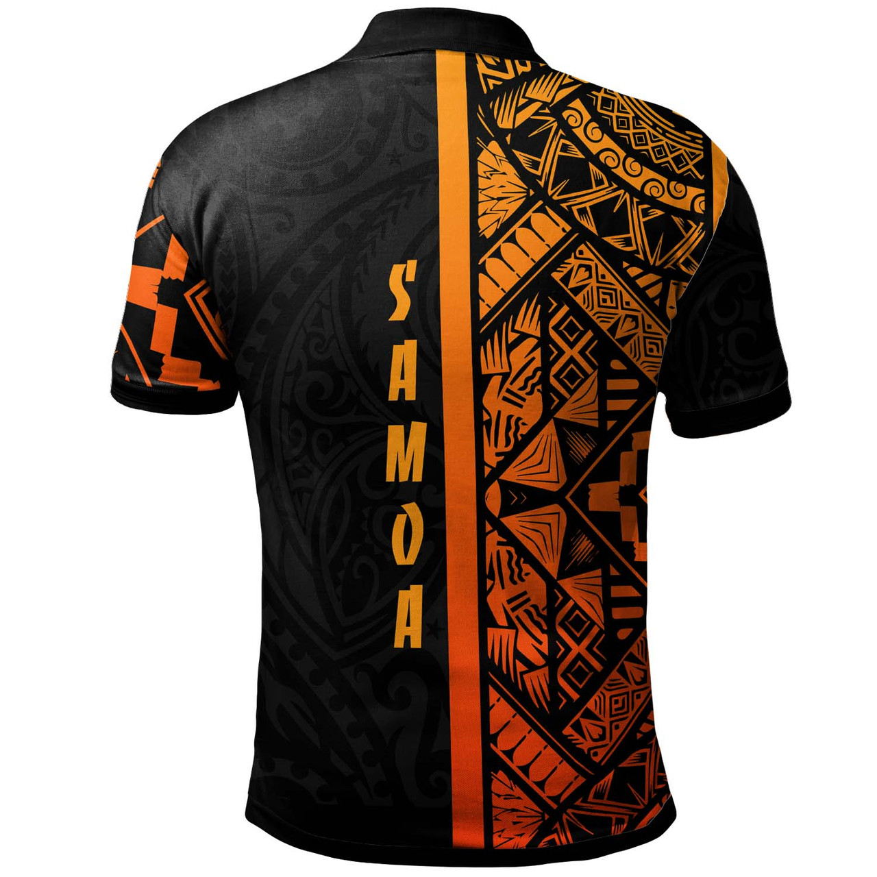 Samoa Polo Shirt - Samoa Coat Of Arms With Polynesian Tribal Pattern Orange