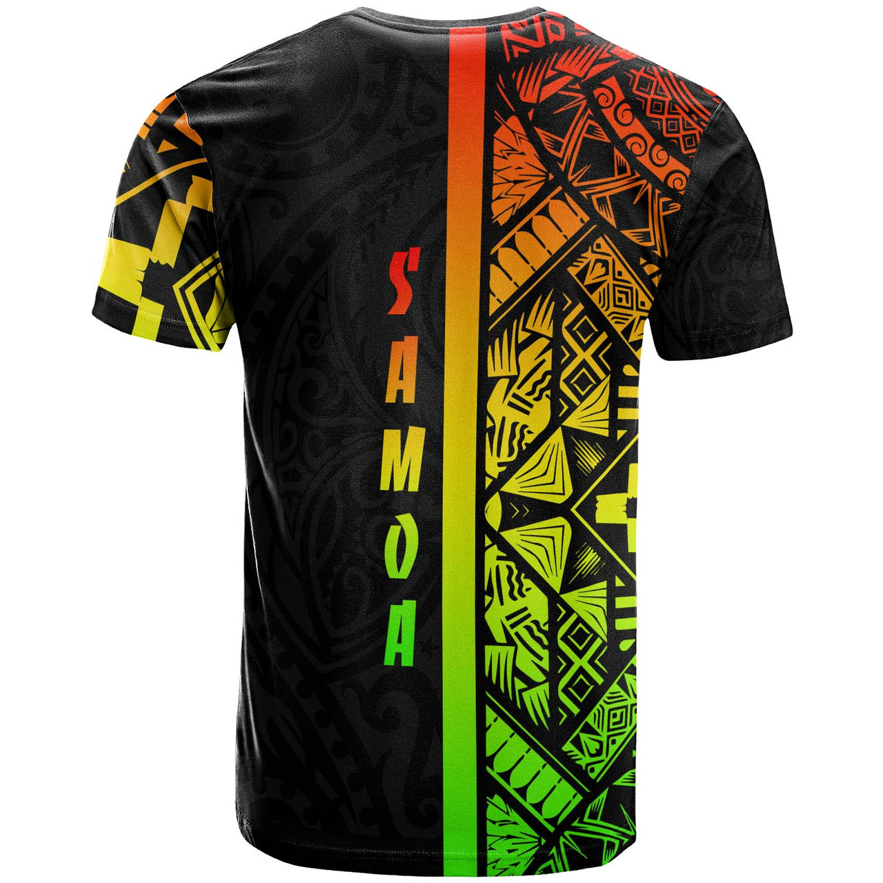 Samoa T-Shirt - Samoa Coat Of Arms With Polynesian Tribal Pattern Reggae