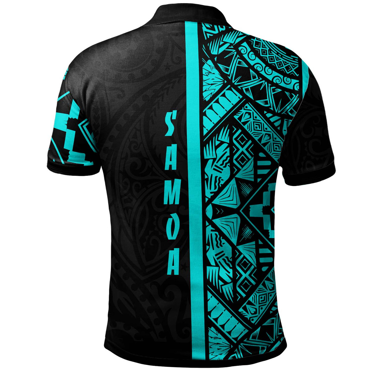 Samoa Polo Shirt - Samoa Coat Of Arms With Polynesian Tribal Pattern Turquoise