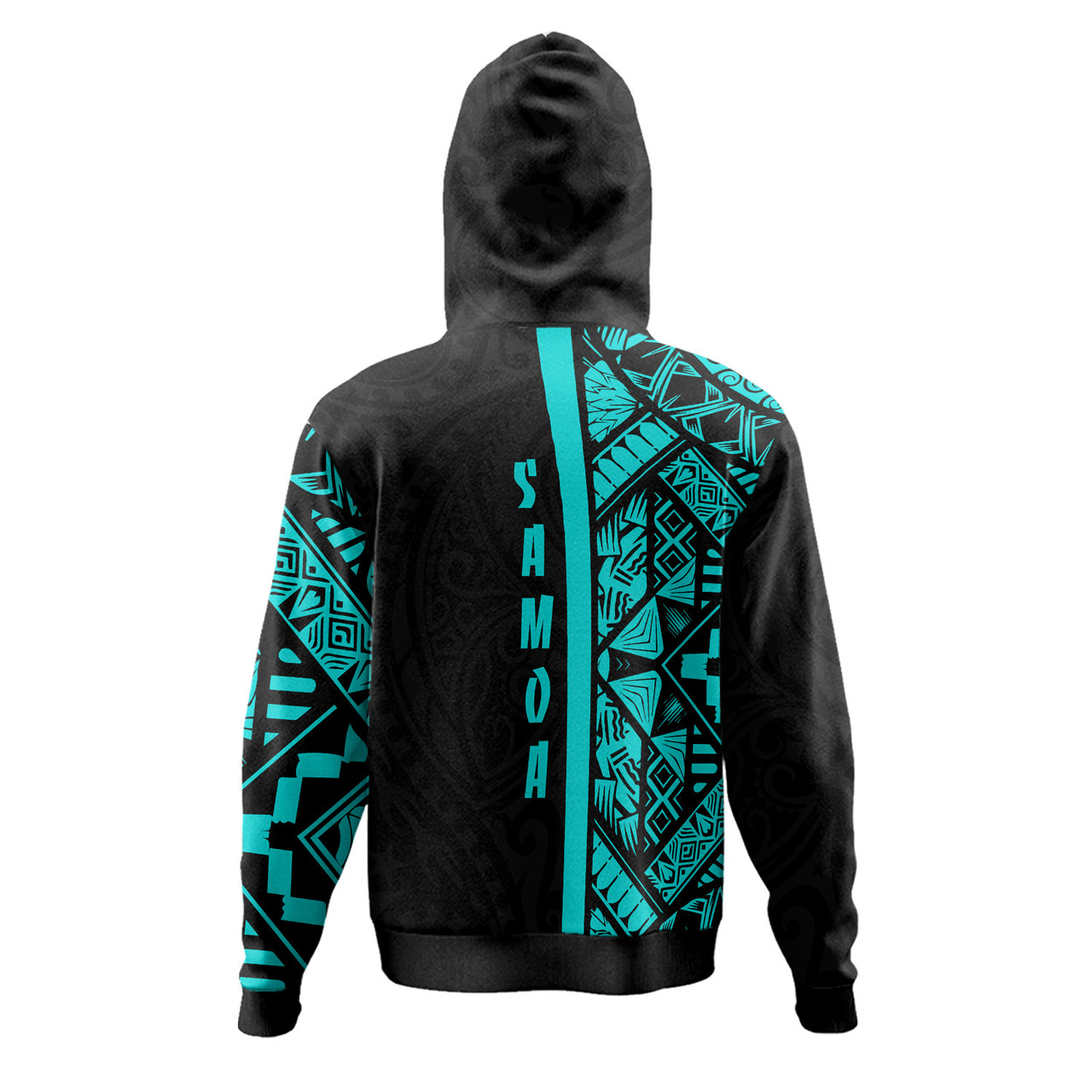 Samoa Hoodie - Samoa Coat Of Arms With Polynesian Tribal Pattern Turquoise